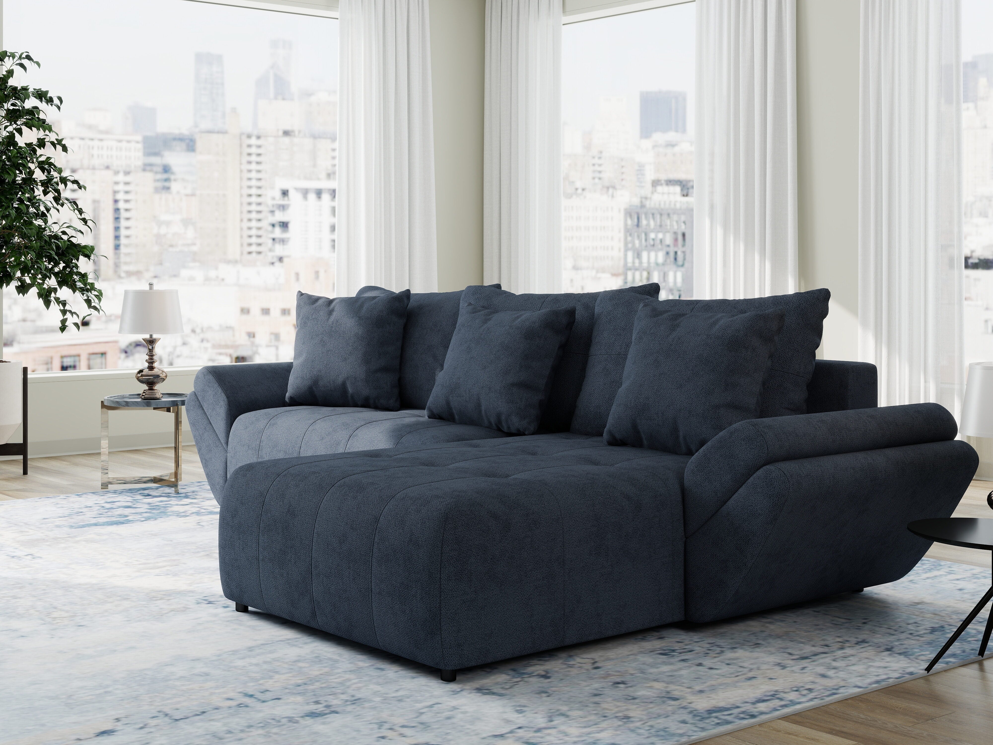 Colțar extensibil dumonde cu ladă de depozitare si sezut confortabil din spuma HR, Berlin Enjoy Antracit 280x185 cm II