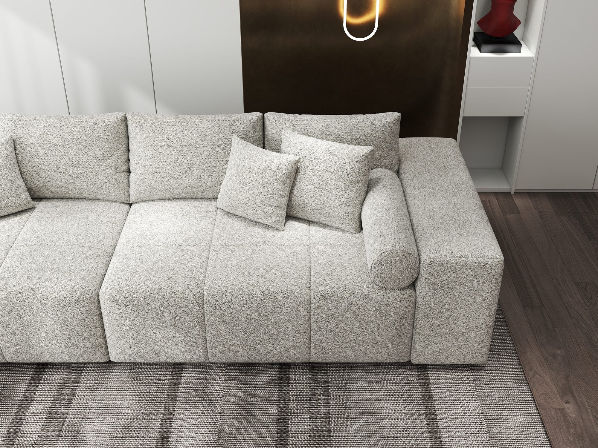Canapea extensibilă dumonde cu ladă de depozitare si sezut confortabil din spuma high-density, Marbela XXL Arena Bej 2 290x100 cm