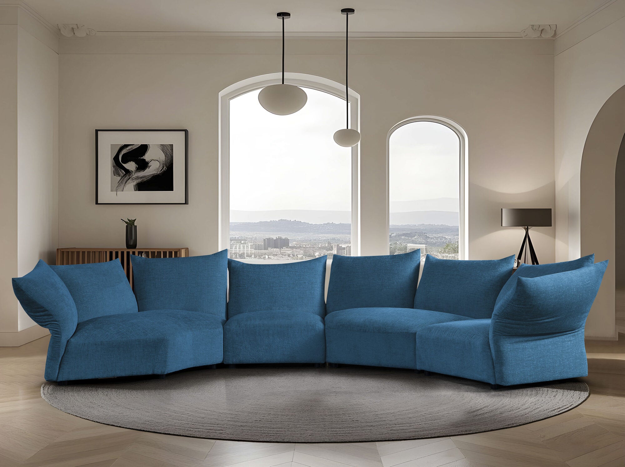 Canapea semirotunda dumonde cu șezut confortabil din spumă HR Vogue 460x131 cm