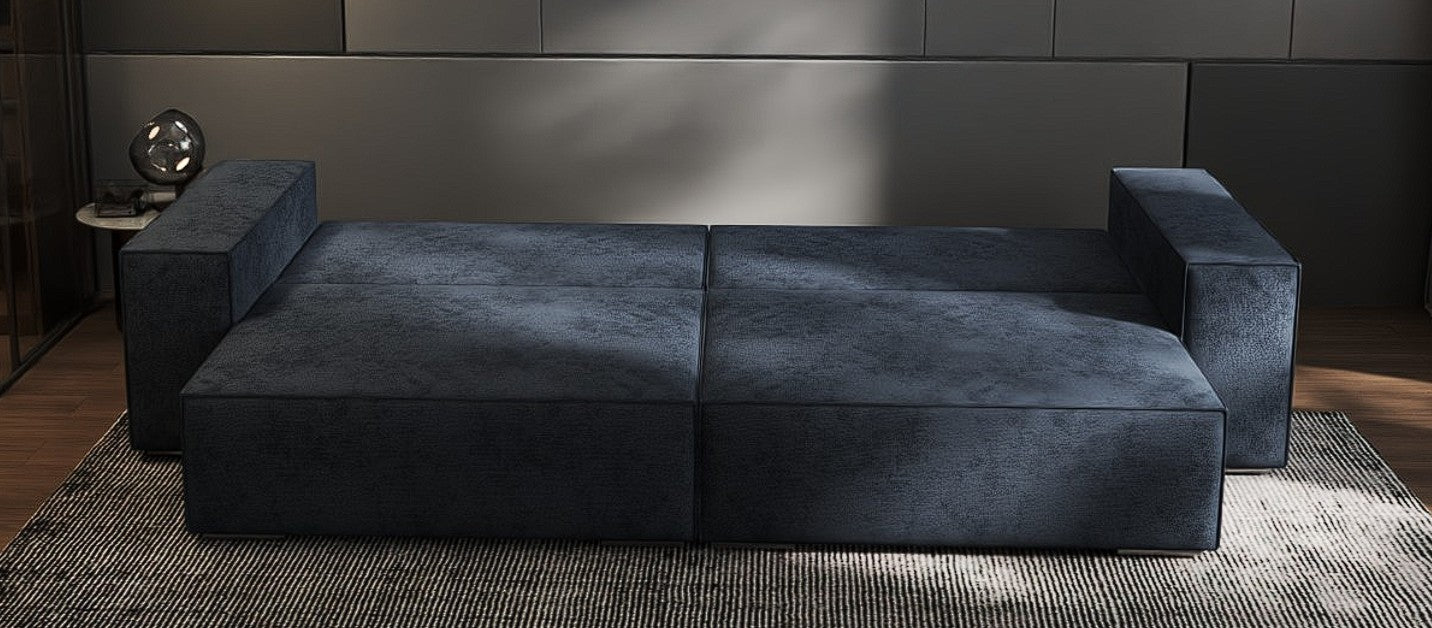 Canapea extensibilă dumonde cu ladă de depozitare si sezut confortabil din spuma HR, Dream Enjoy Antracit 310x100 cm Fabrica