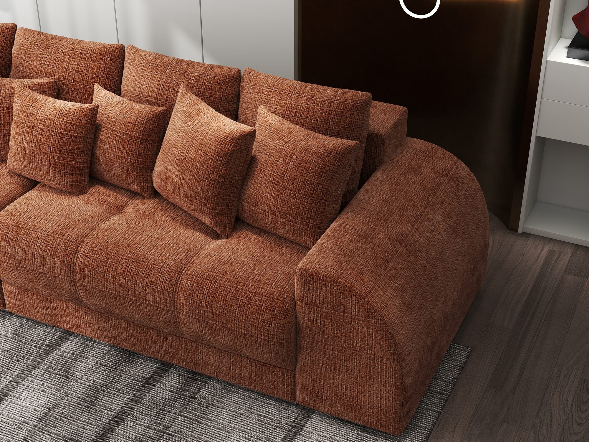 Canapea extensibilă dumonde cu 2 lăzi de depozitare si sezut confortabil din spuma high-density, Verona Cremona Teracota 52 310x100 cm