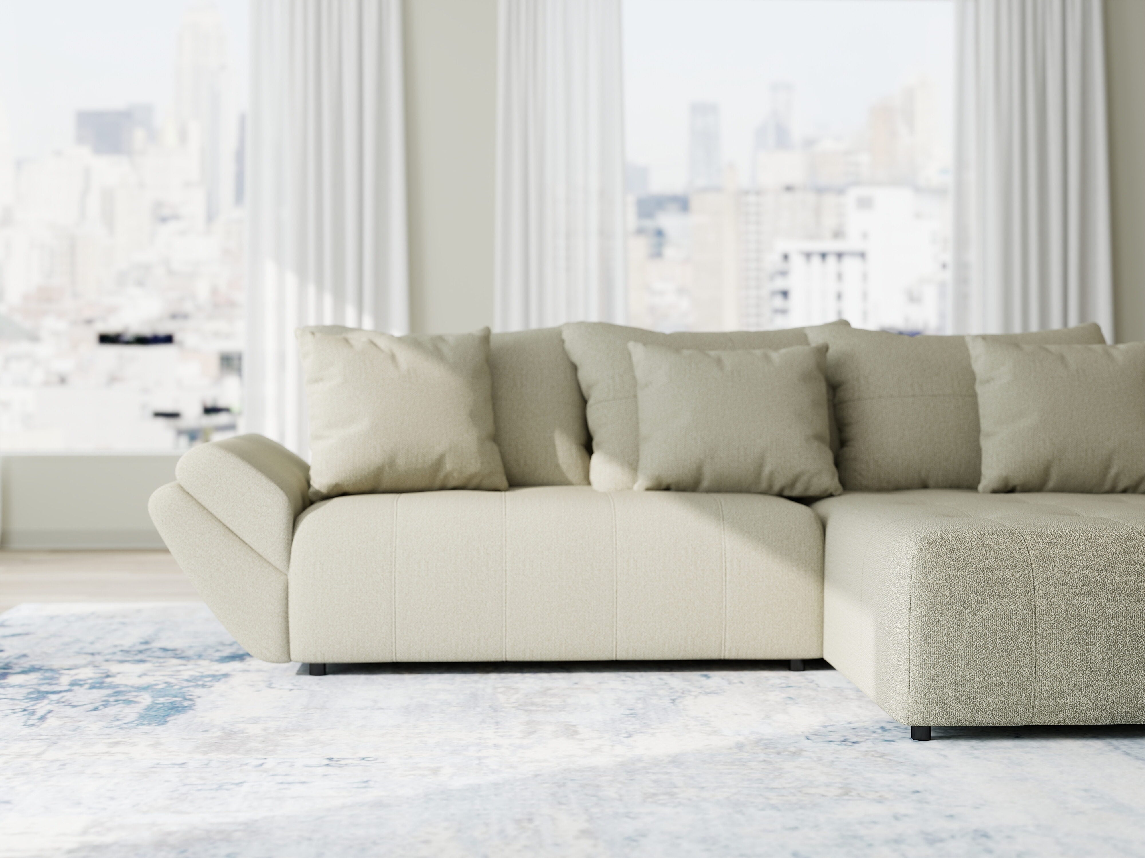 Colțar extensibil dumonde cu ladă de depozitare si sezut confortabil din spuma HR, Berlin Enjoy Bej 280x185 cm II