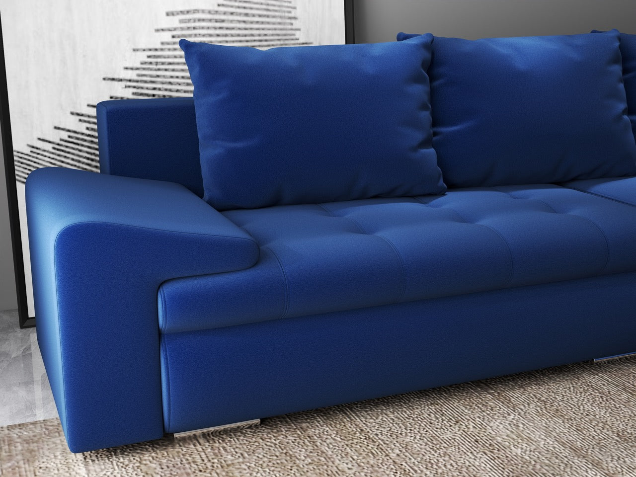 Colțar extensibil dumonde cu ladă de depozitare si sezut confortabil din spuma HR, Leonardo Royal Albastru 260x185 cm II Fabrica