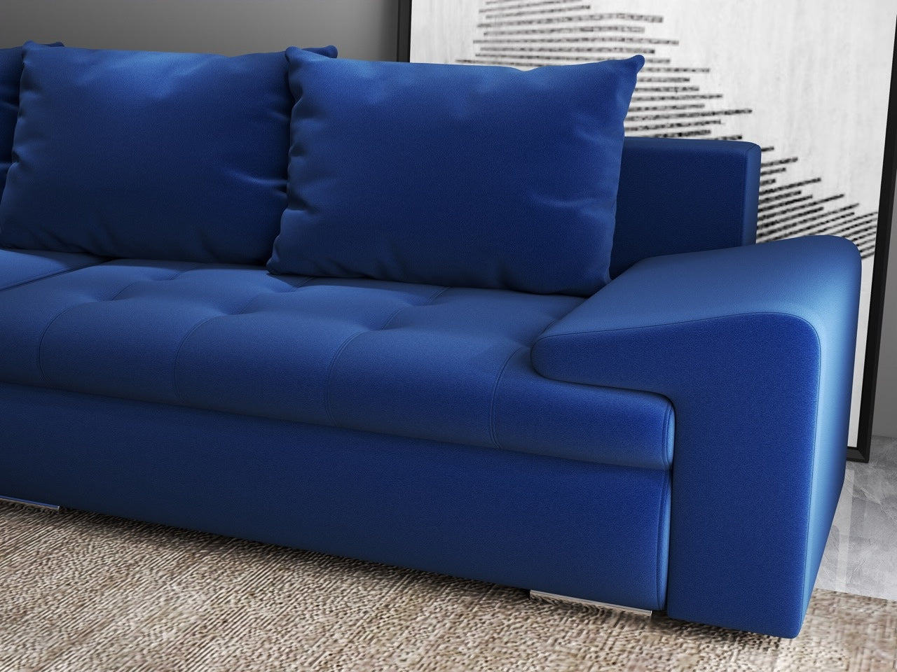 Colțar extensibil dumonde cu ladă de depozitare si sezut confortabil din spuma HR, Leonardo Royal Albastru 260x185 cm Fabrica