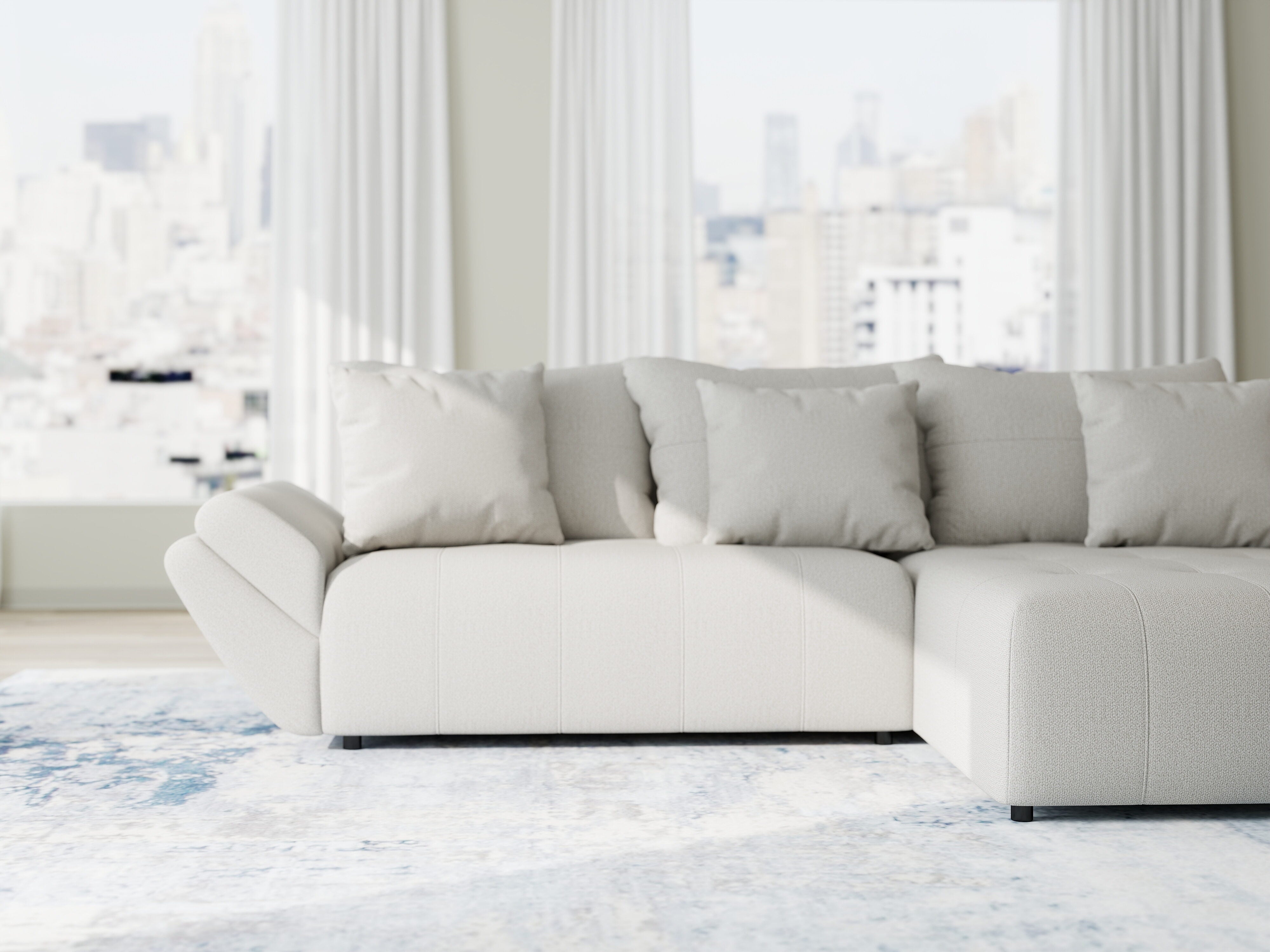 Colțar extensibil dumonde cu ladă de depozitare si sezut confortabil din spuma HR, Berlin Enjoy Bej 280x185 cm II