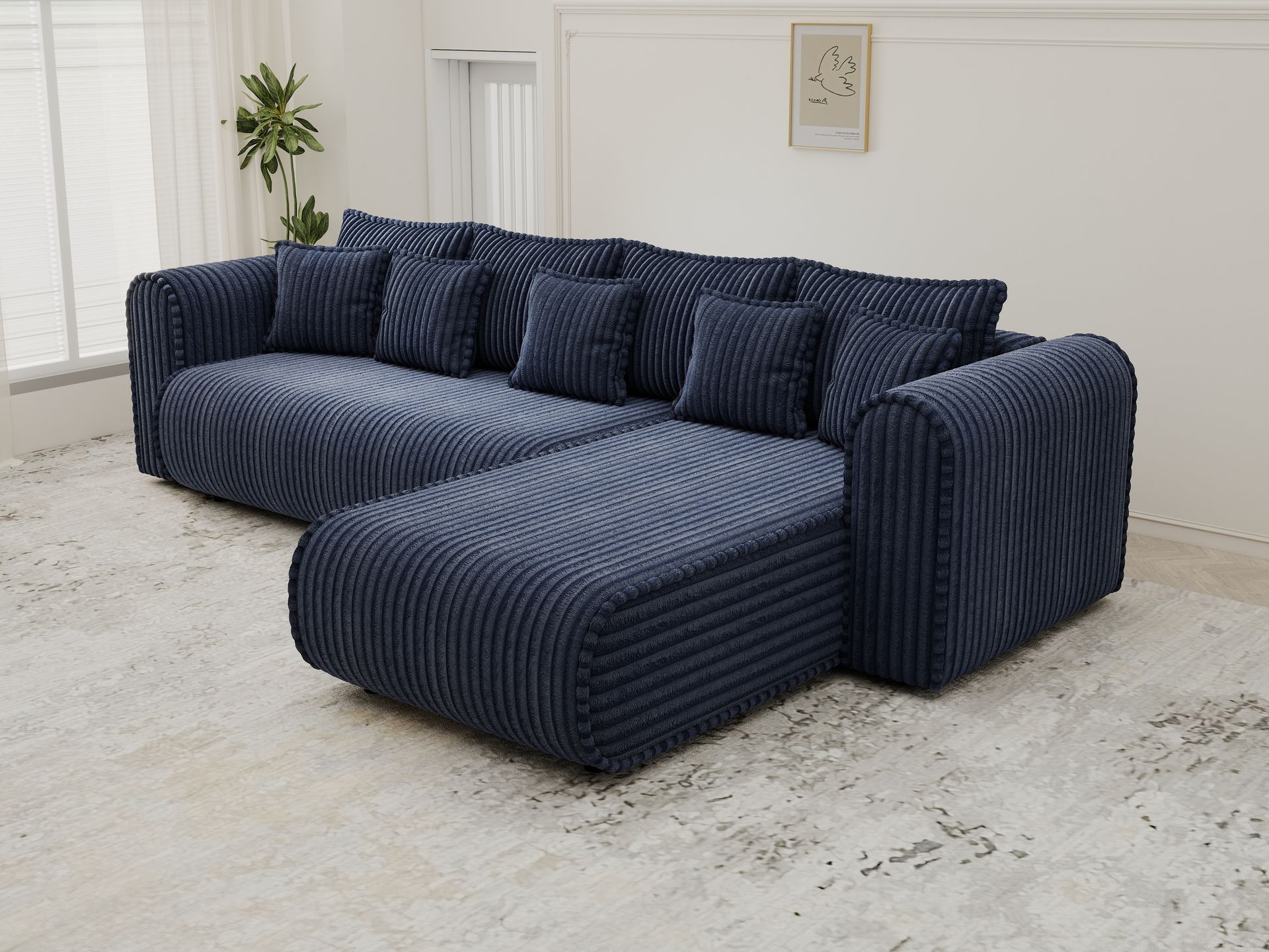 Colțar extensibil dumonde cu ladă de depozitare si sezut confortabil din spuma high-density, Monaco XL Tilia Albastru II 340x185 cm