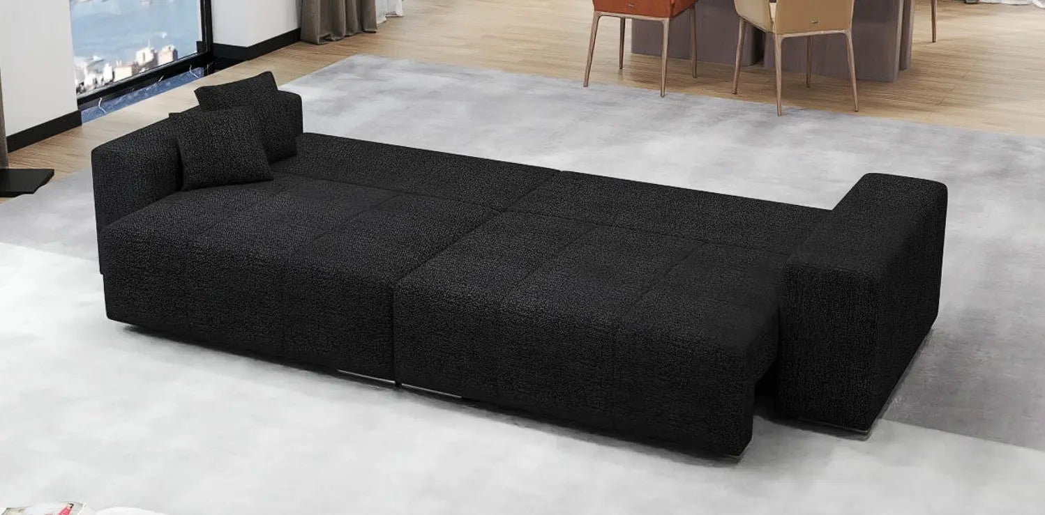 Canapea extensibilă dumonde cu ladă de depozitare si sezut confortabil din spuma HR, Marbela Dark XXL 295x100 cm Fabrica