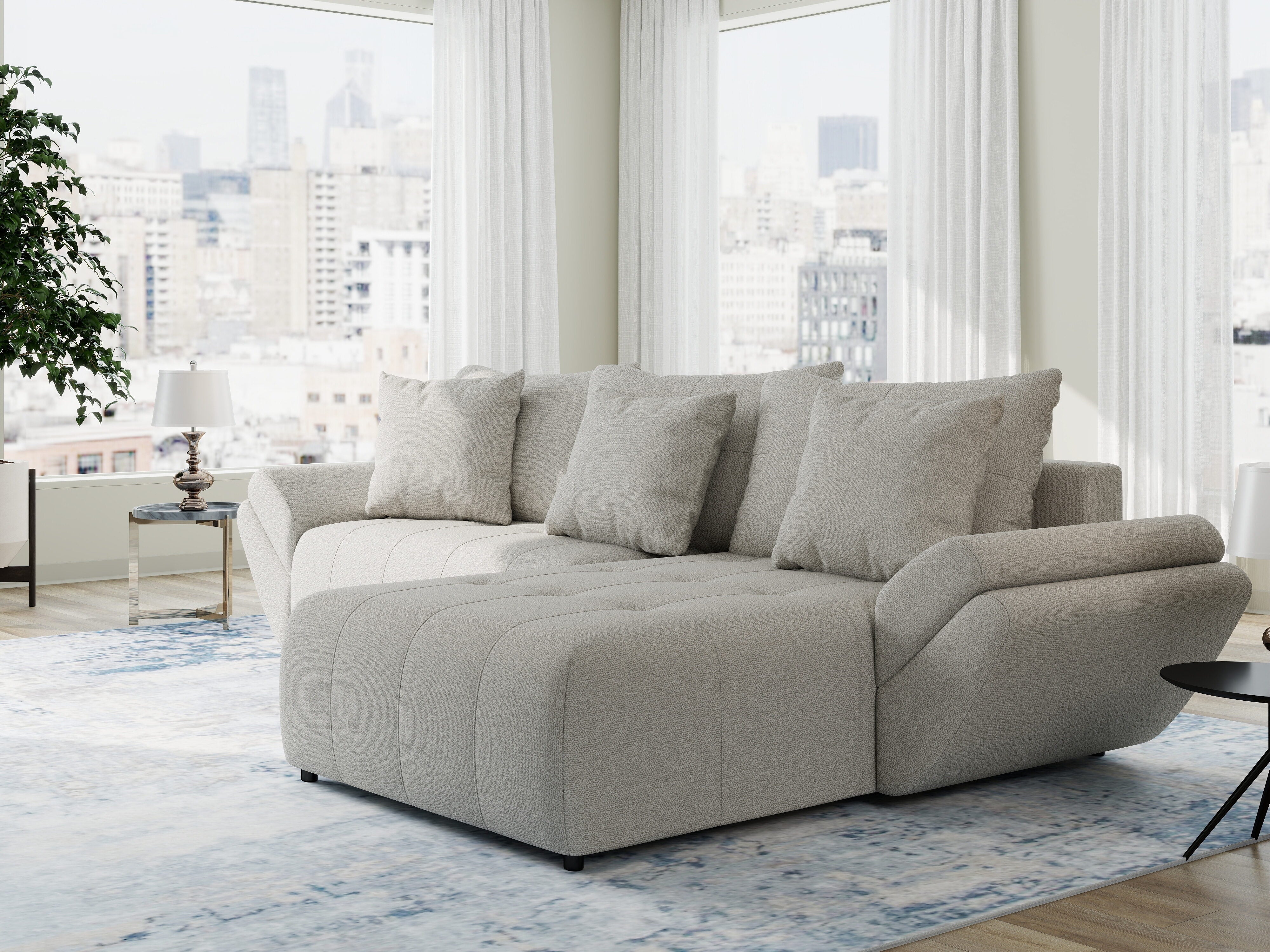 Colțar extensibil dumonde cu ladă de depozitare si sezut confortabil din spuma HR, Berlin Enjoy Bej 280x185 cm II