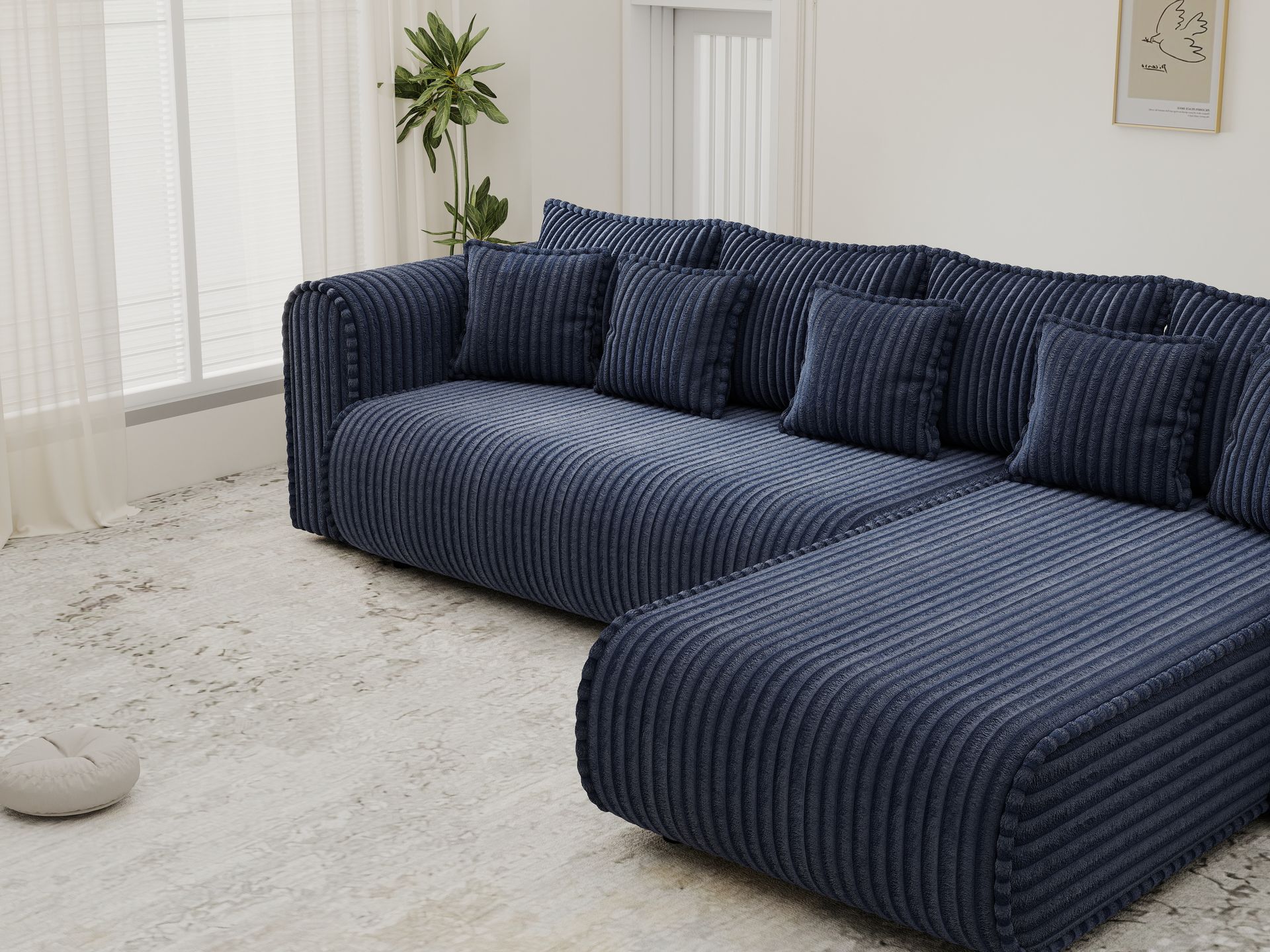 Colțar extensibil dumonde cu ladă de depozitare si sezut confortabil din spuma high-density, Monaco XL Tilia Albastru II 340x185 cm
