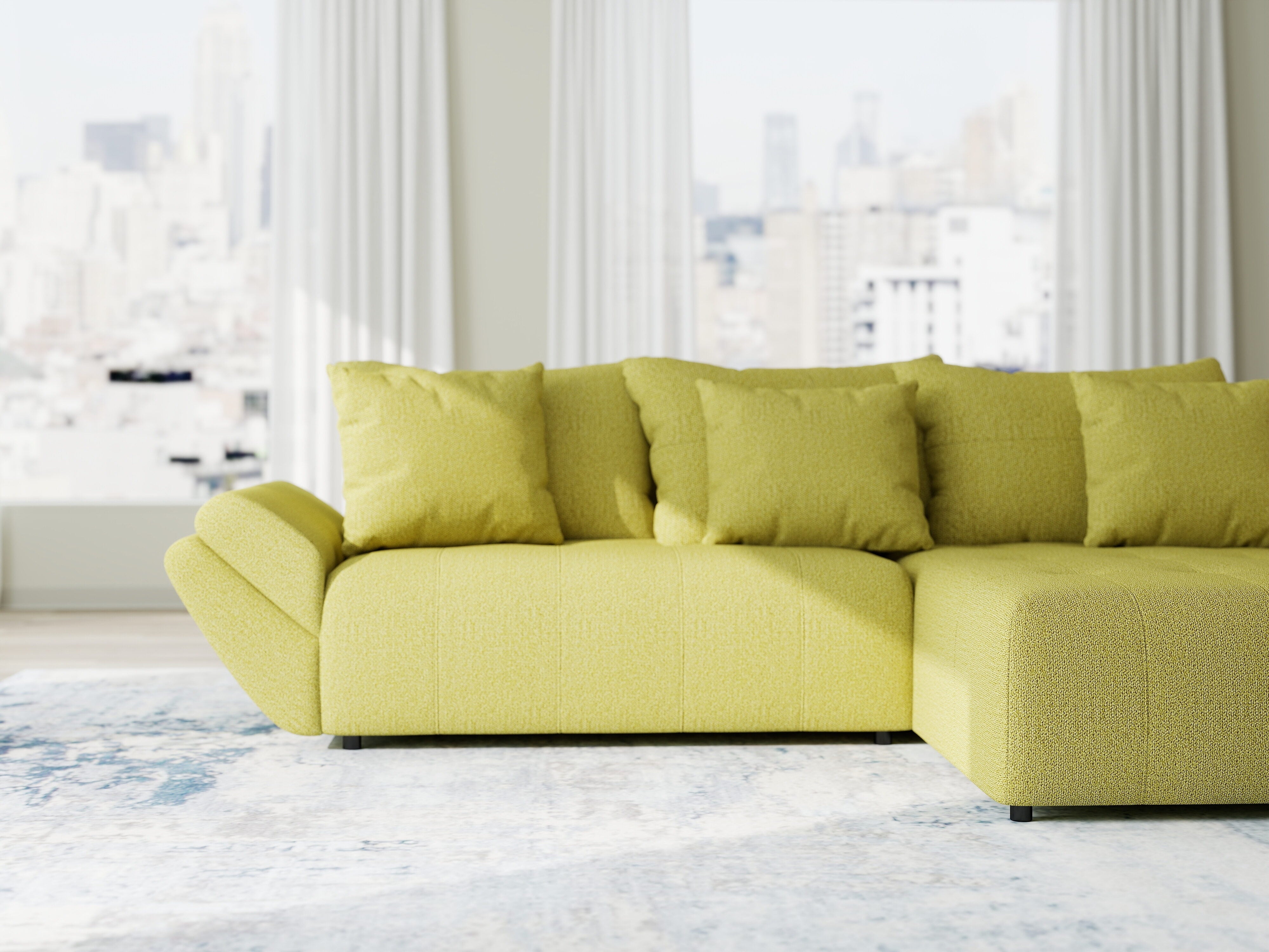 Colțar extensibil dumonde cu ladă de depozitare si sezut confortabil din spuma HR, Berlin Enjoy Verde 280x185 cm II