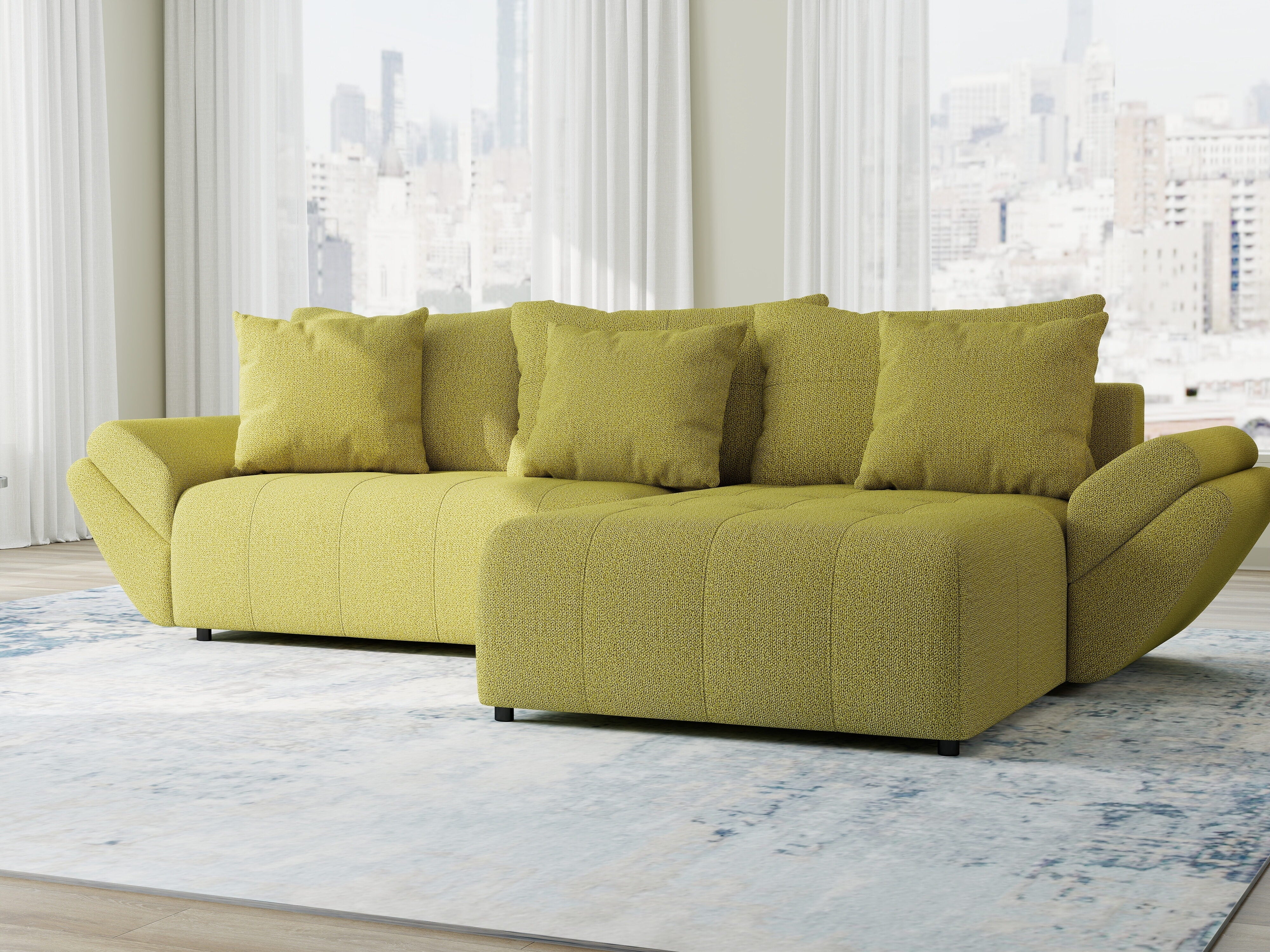 Colțar extensibil dumonde cu ladă de depozitare si sezut confortabil din spuma HR, Berlin Enjoy Verde 280x185 cm II