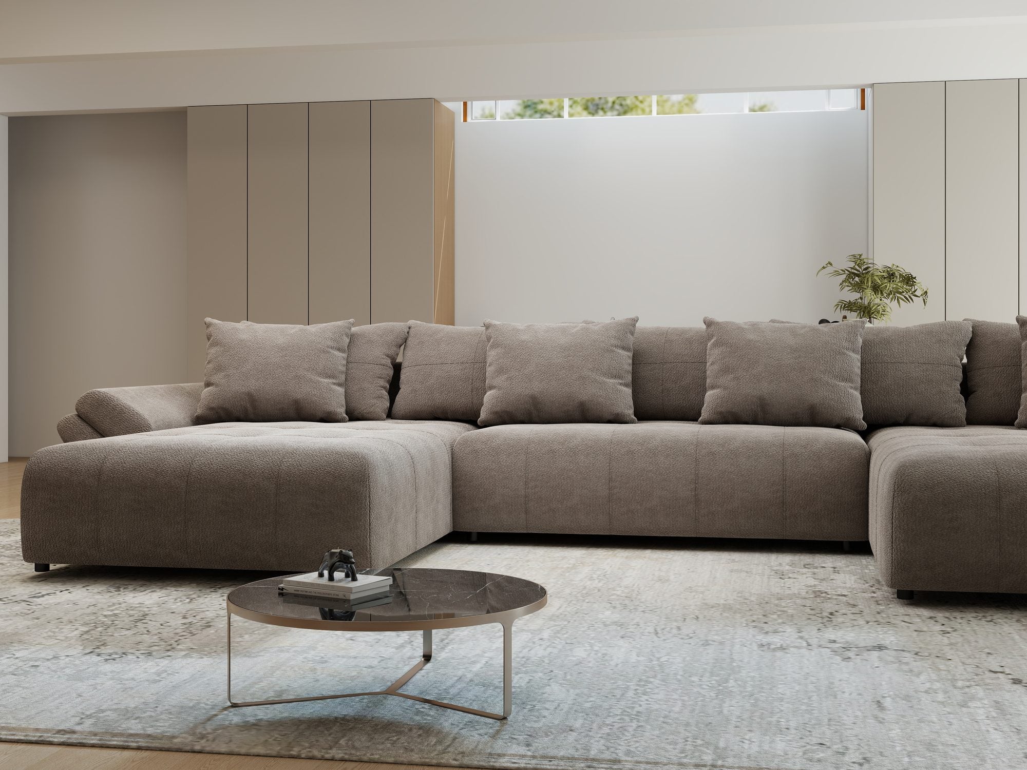 Colțar extensibil dumonde cu ladă de depozitare si sezut confortabil din spuma high-density, Berlin U Vibe Maro 21 380x180 cm