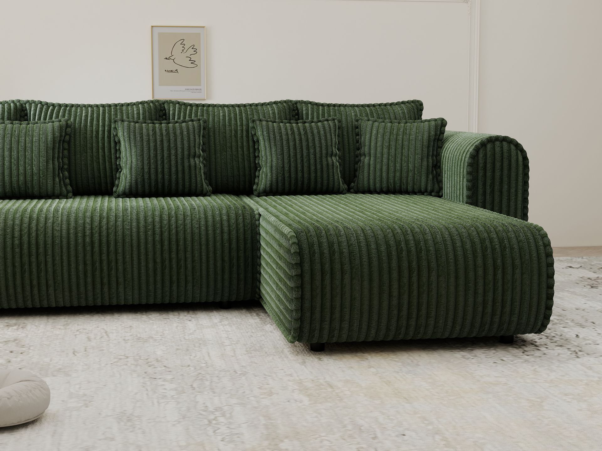 Colțar extensibil dumonde cu ladă de depozitare si sezut confortabil din spuma high-density, Monaco XL Tilia Verde II 340x185 cm
