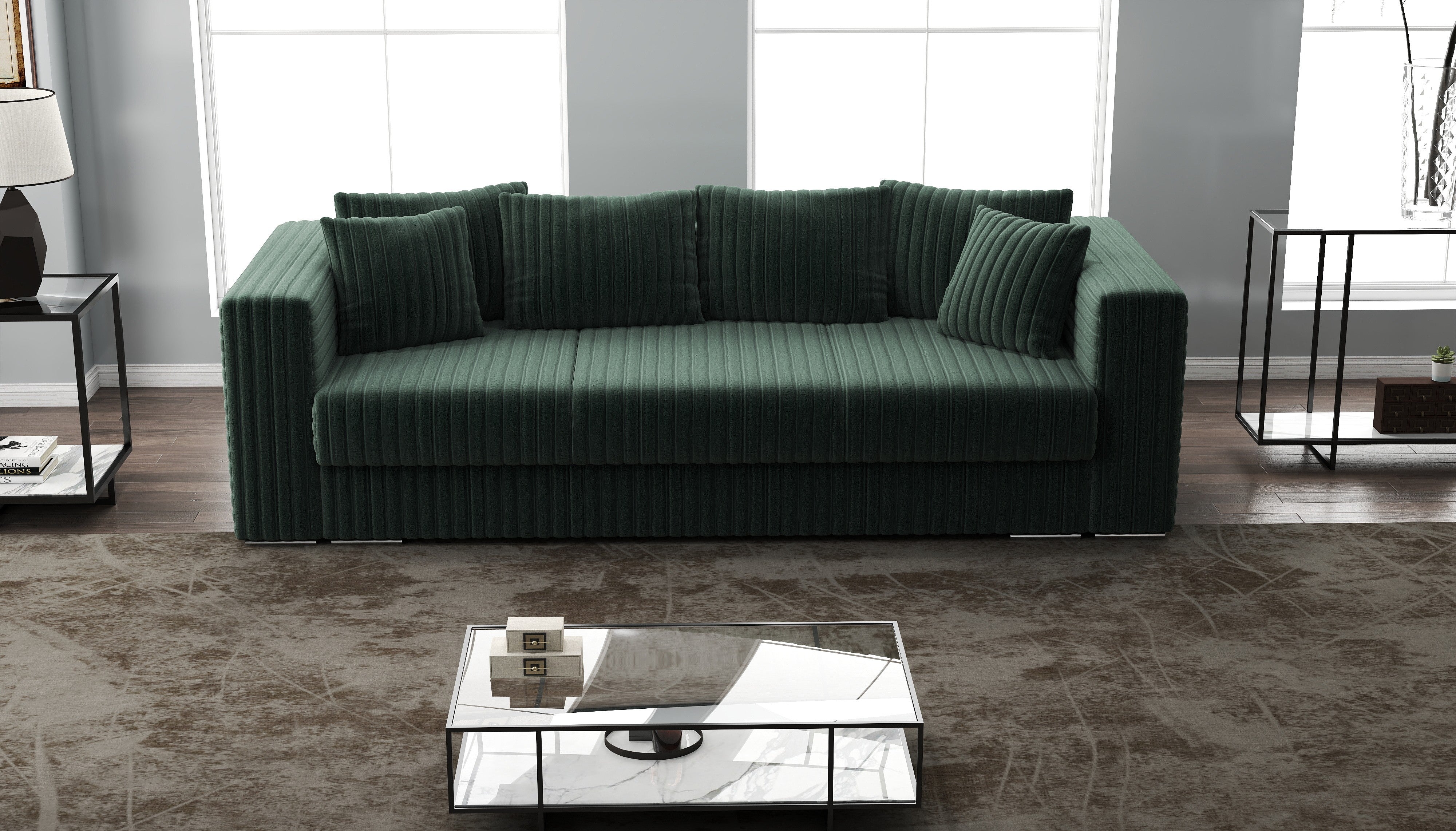 Canapea extensibilă dumonde cu ladă de depozitare si sezut confortabil din spuma HR, Gloria Ambience Verde 240x100 cm Fabrica