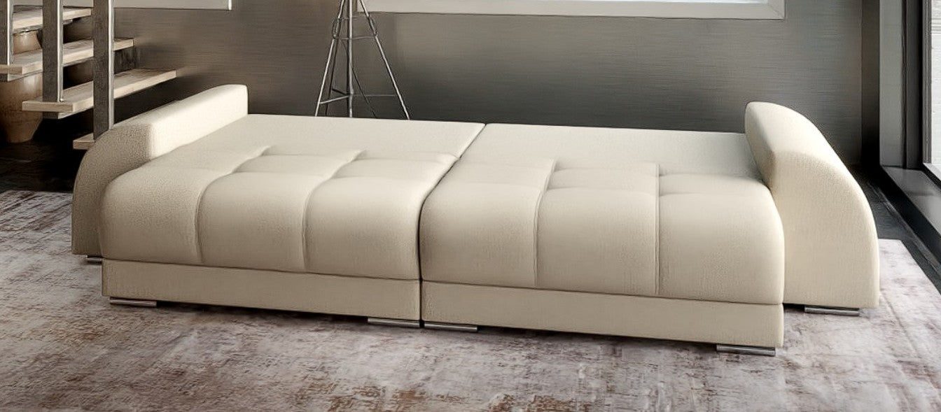 Canapea extensibilă dumonde cu 2 lăzi de depozitare si sezut confortabil din spuma high-density, Verona Arena Bej 20 310x100 cm