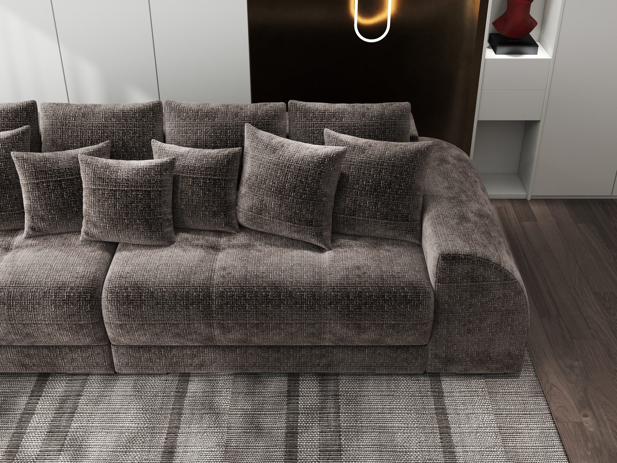 Canapea extensibilă dumonde cu 2 lăzi de depozitare si sezut confortabil din spuma high-density, Verona Cremona Maro-bej 24 310x100 cm