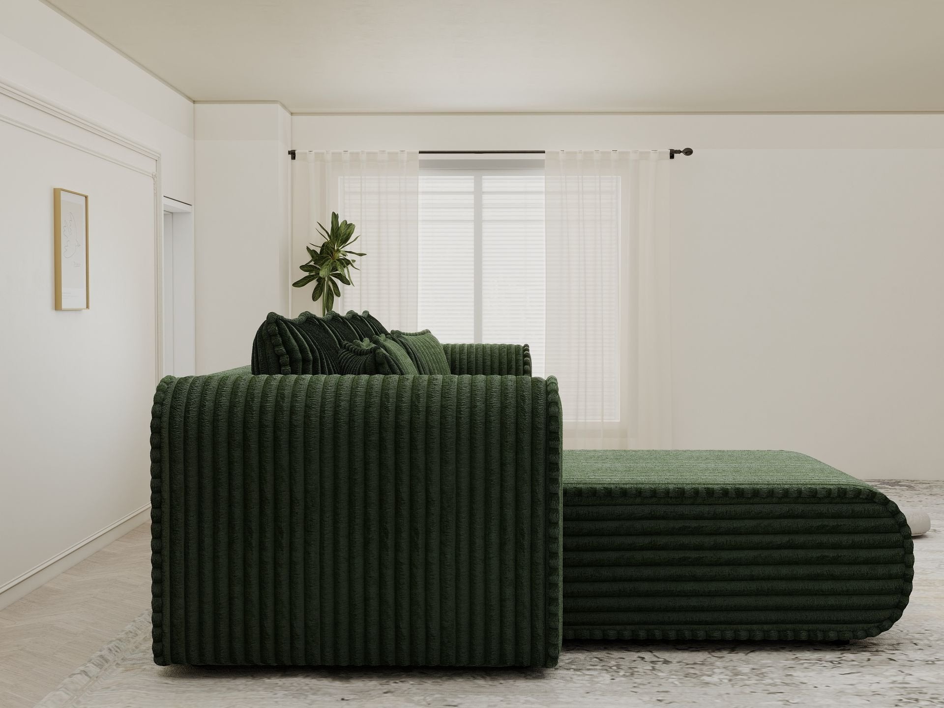 Colțar extensibil dumonde cu ladă de depozitare si sezut confortabil din spuma high-density, Monaco XL Tilia Verde 340x185 cm