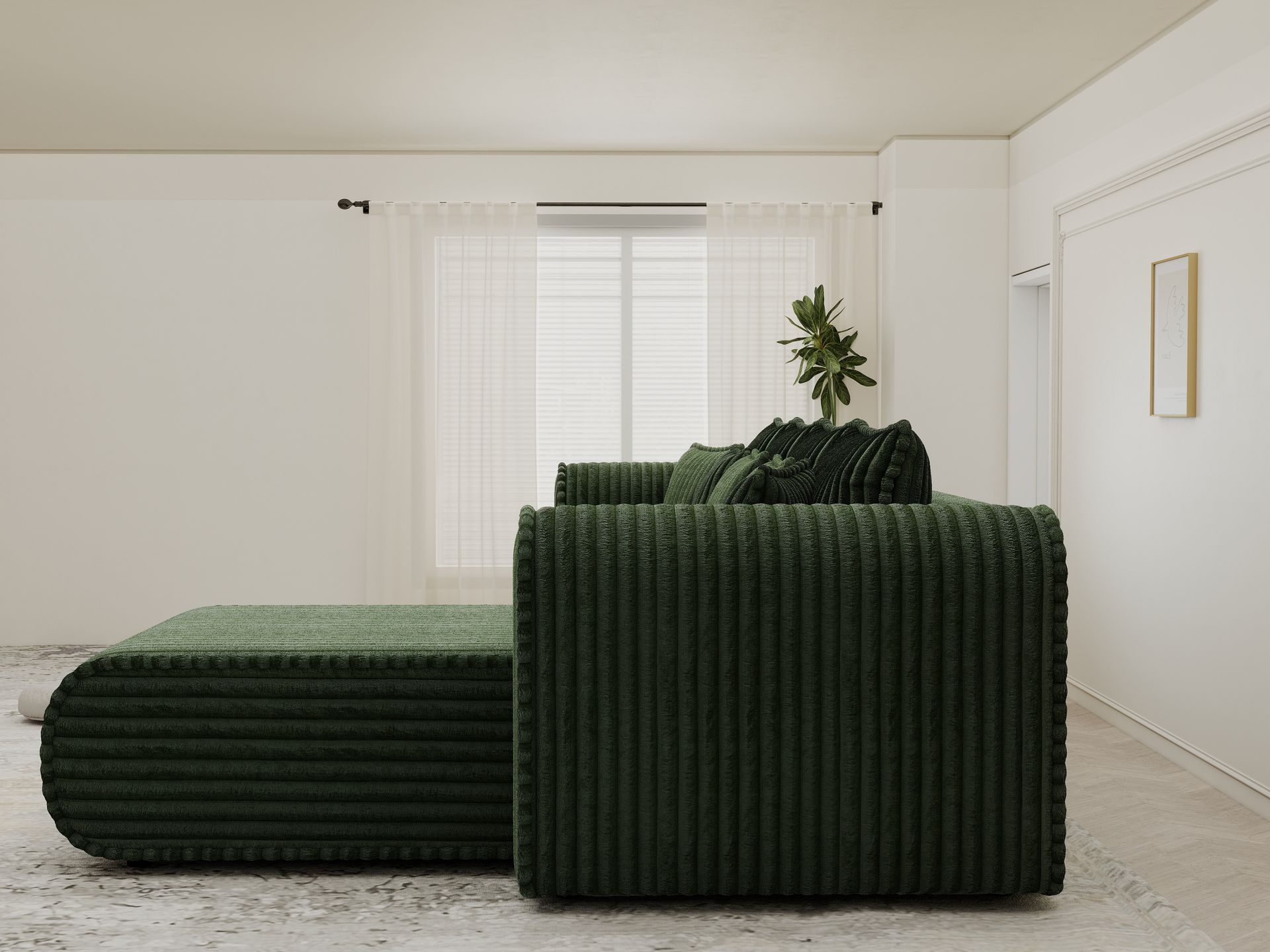 Colțar extensibil dumonde cu ladă de depozitare si sezut confortabil din spuma high-density, Monaco XL Tilia Verde II 340x185 cm