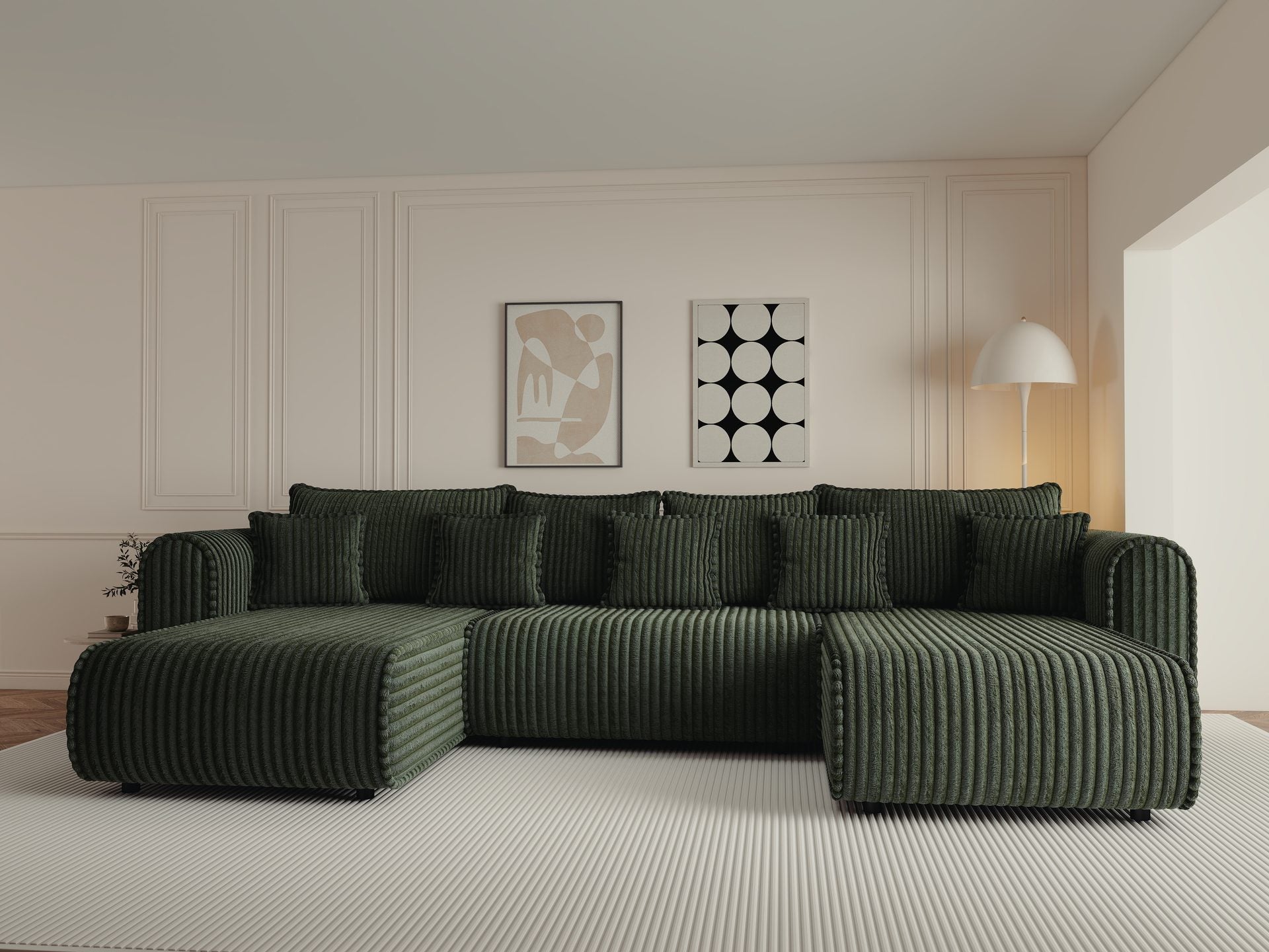 Colțar extensibil dumonde în formă de U cu ladă de depozitare si sezut confortabil din spuma high-density, Monaco U Tili