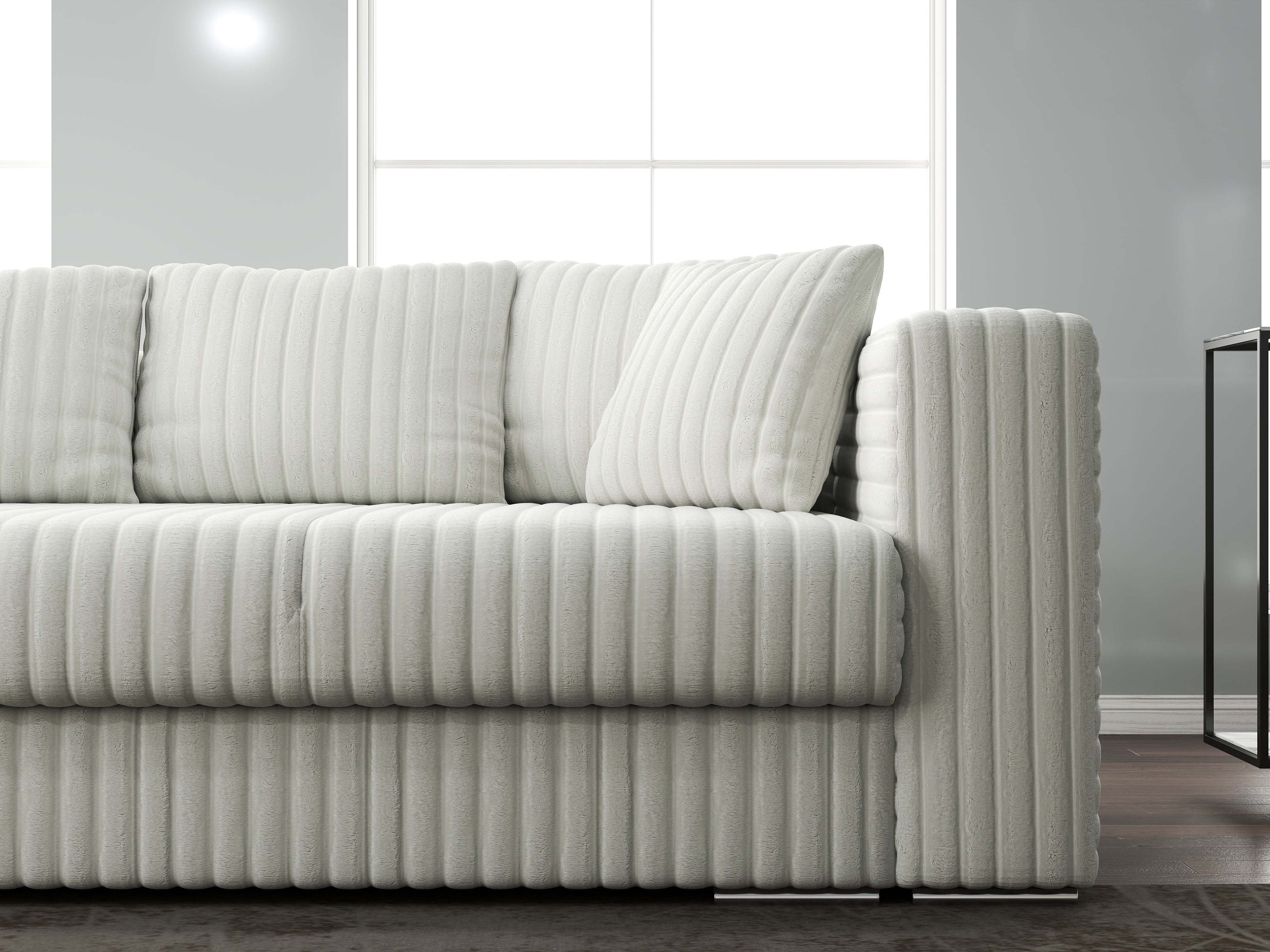 Canapea extensibilă dumonde cu ladă de depozitare si sezut confortabil din spuma HR, Gloria Ambience Ivory 240x100 cm Fabrica