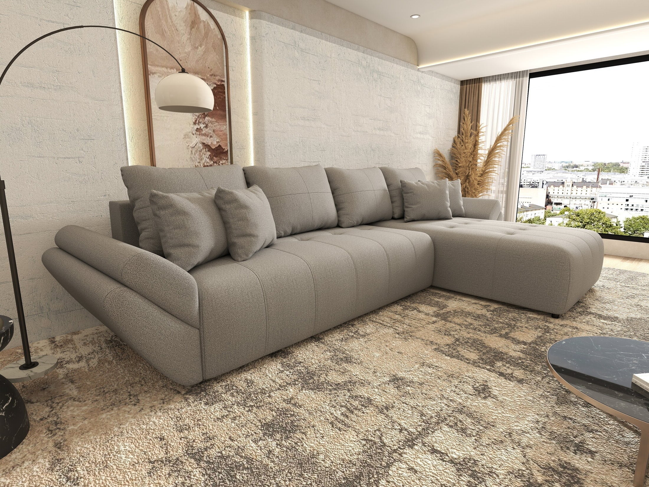 Colțar extensibil dumonde cu ladă de depozitare Berlin XL Enjoy Grey 350x185 cm II
