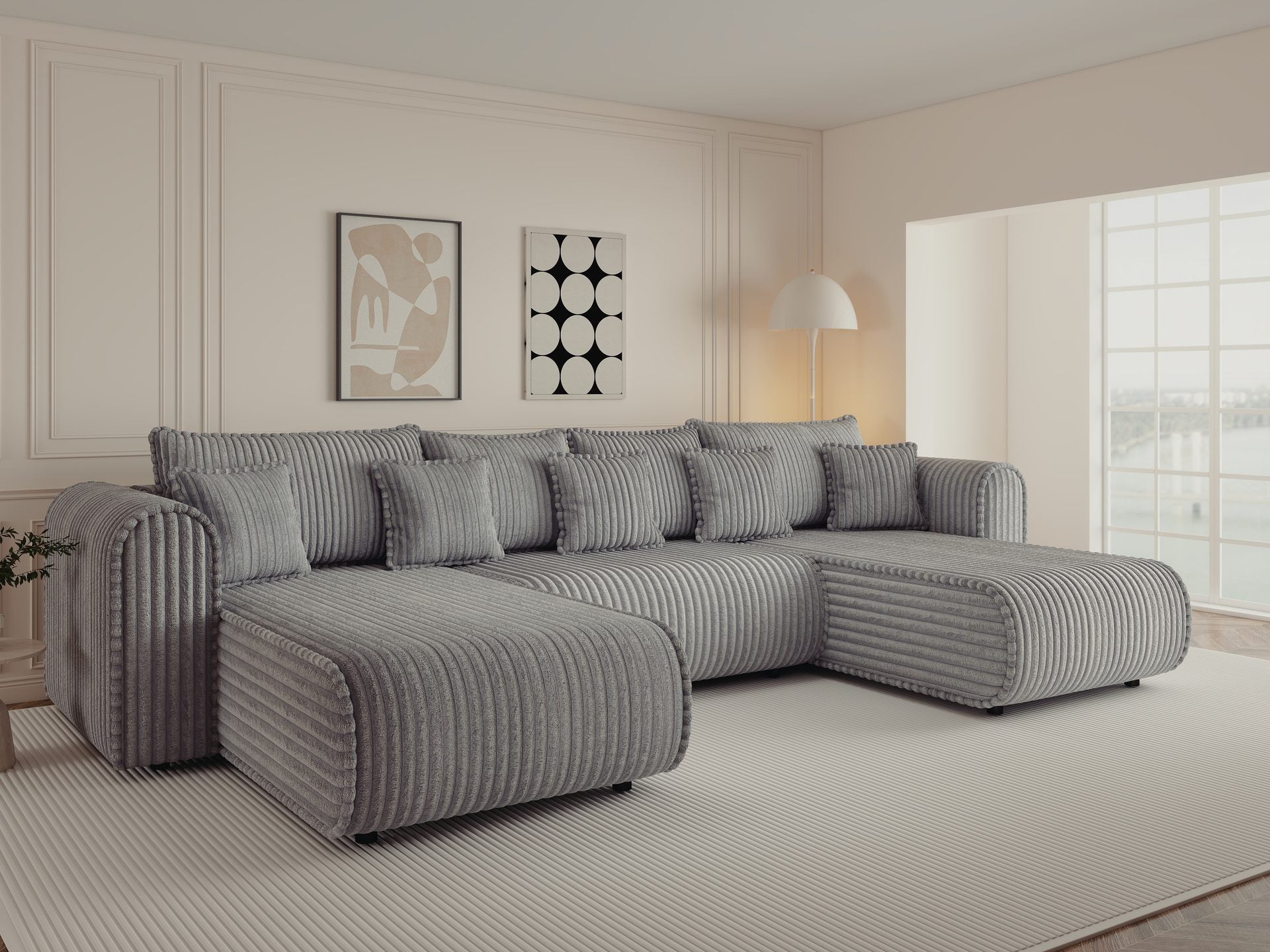 Colțar extensibil dumonde în formă de U cu ladă de depozitare si sezut confortabil din spuma high-density, Monaco U Tili