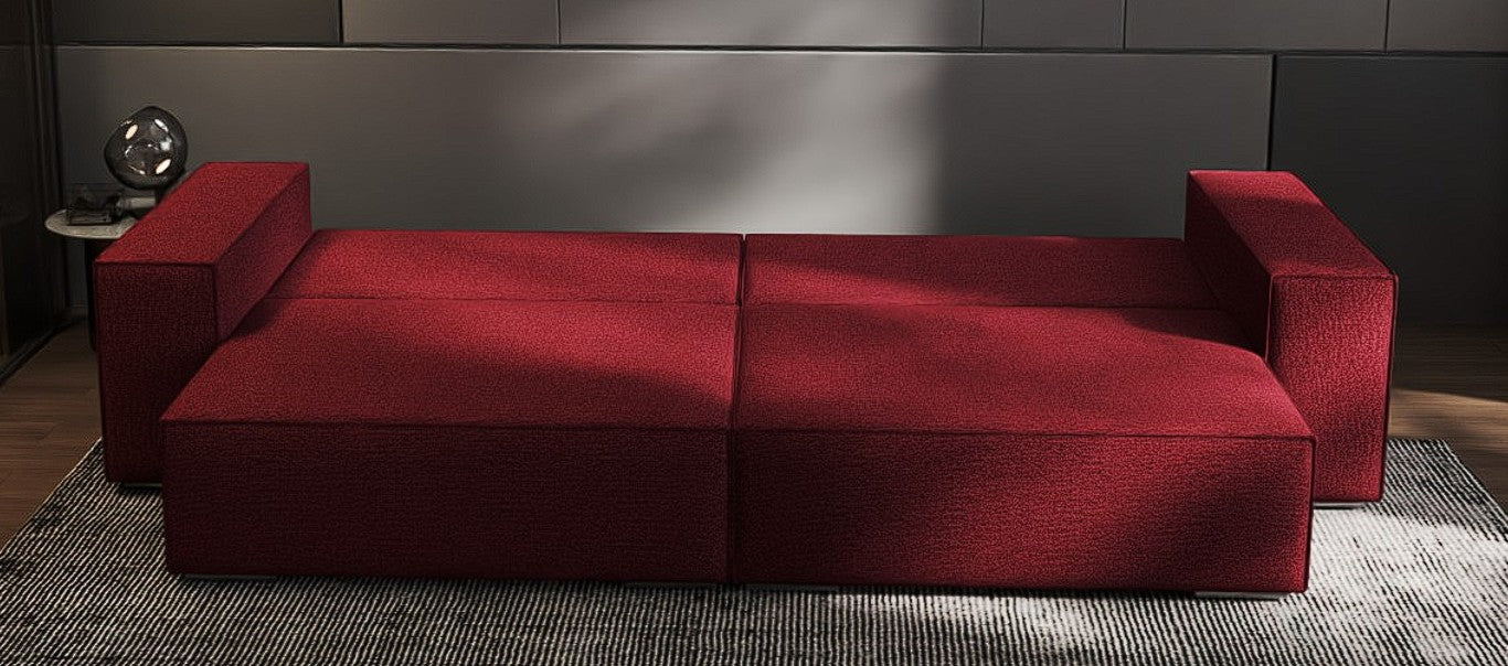 Canapea extensibilă dumonde cu ladă de depozitare si sezut confortabil din spuma HR, Dream Enjoy Rosu 310x100 cm Fabrica