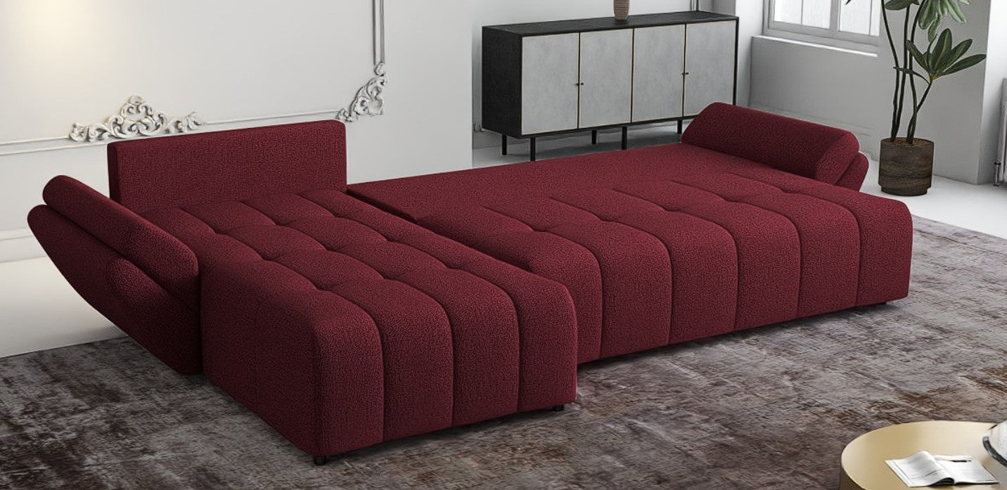 Colțar extensibil dumonde cu ladă de depozitare si sezut confortabil din spuma HR, Berlin XL Enjoy Red 350x185 cm Fabrica