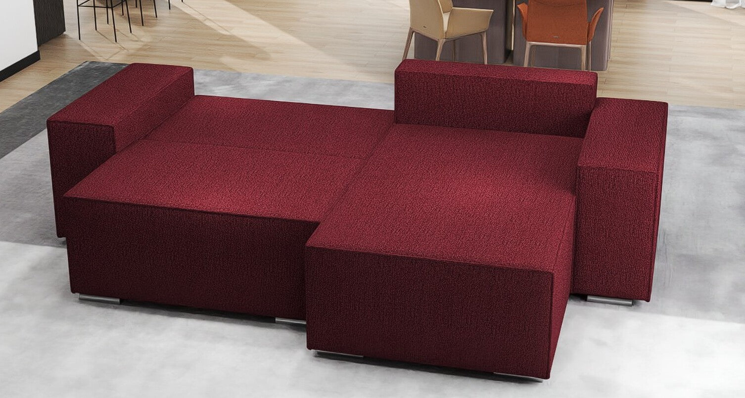 Colțar extensibil dumonde cu ladă de depozitare si sezut confortabil din spuma HR, Dream Enjoy Rosu 290x185 cm II Fabrica