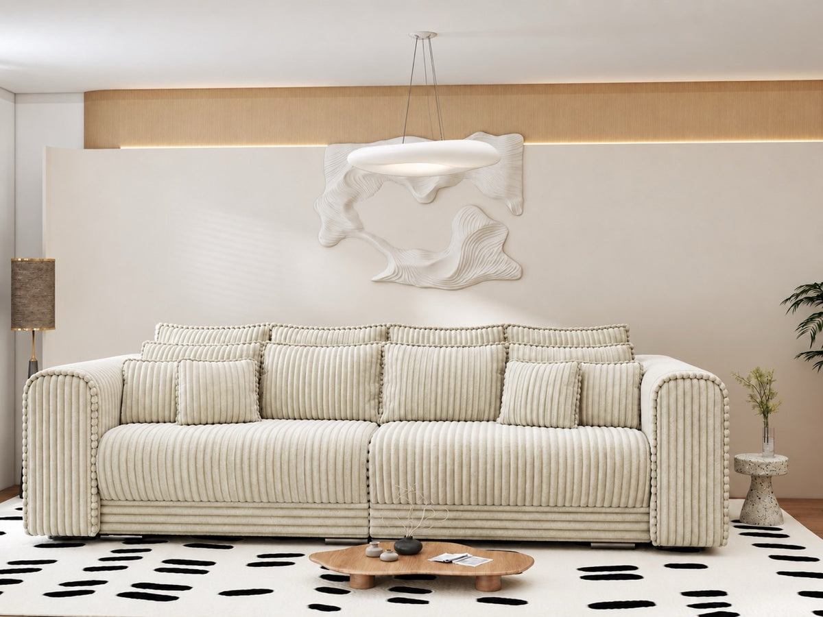 Canapea extensibilă dumonde cu ladă de depozitare Monaco XXL Tilia Bej 290x120 cm