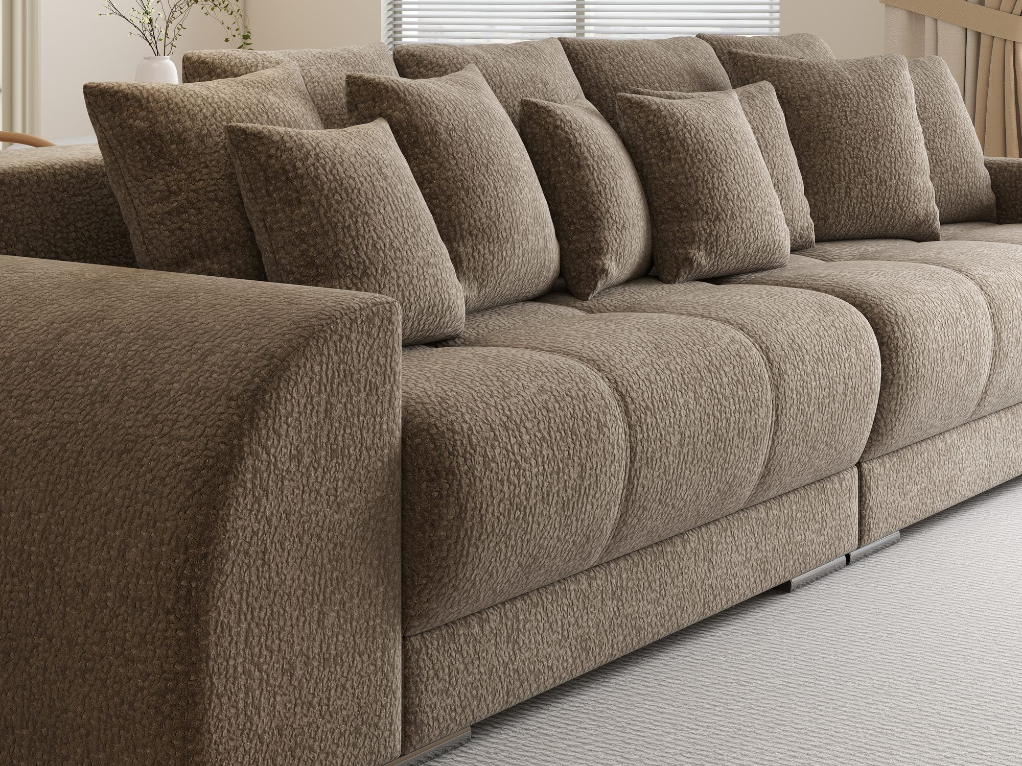 Canapea extensibilă dumonde cu 2 lăzi de depozitare si sezut confortabil din spuma high-density, Verona Jaguar Maro Cappuccino 8 310x100 cm