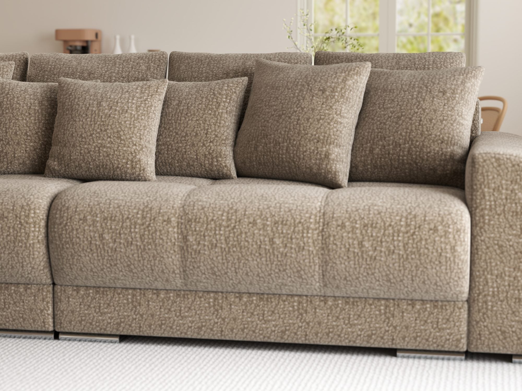 Canapea extensibilă dumonde cu 2 lăzi de depozitare si sezut confortabil din spuma high-density, Verona Jaguar Maro Cappuccino 8 310x100 cm