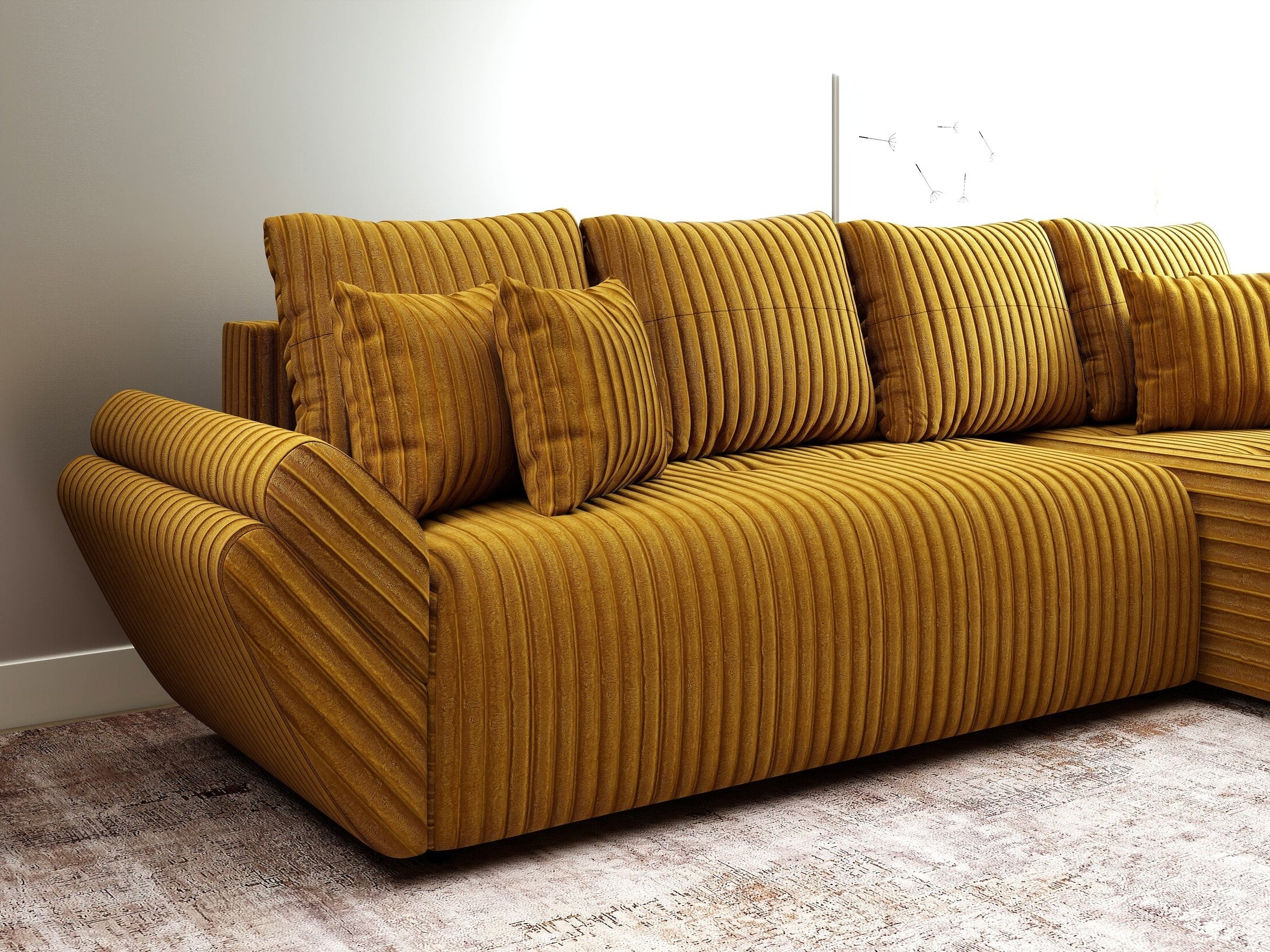 Colțar extensibil dumonde cu ladă de depozitare Berlin XL Ambience Mustar II 350x185 cm