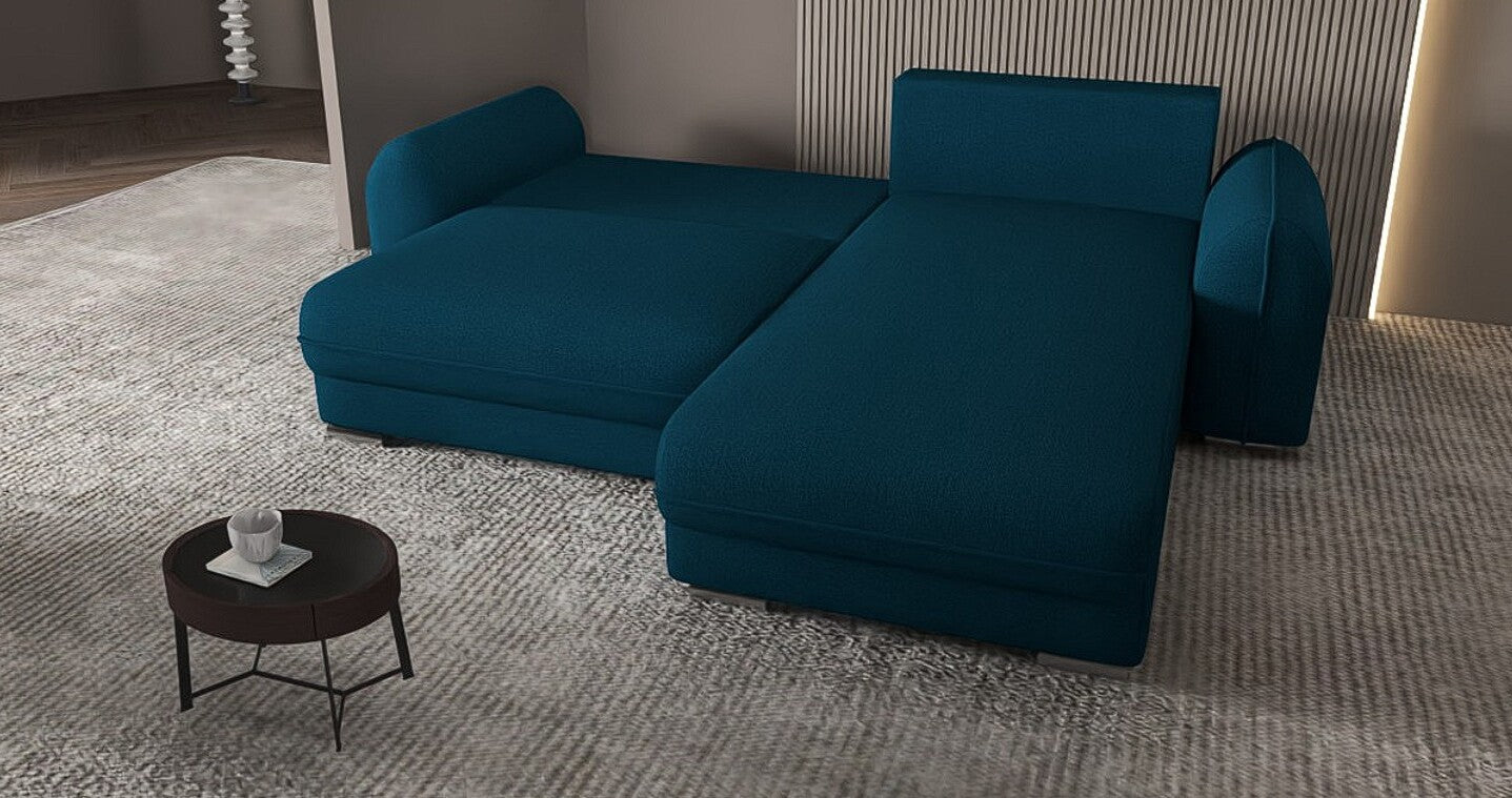 Colțar extensibil dumonde cu ladă de depozitare si sezut confortabil din spuma HR, Denver Enjoy Petrol 275x185 cm II Fabrica