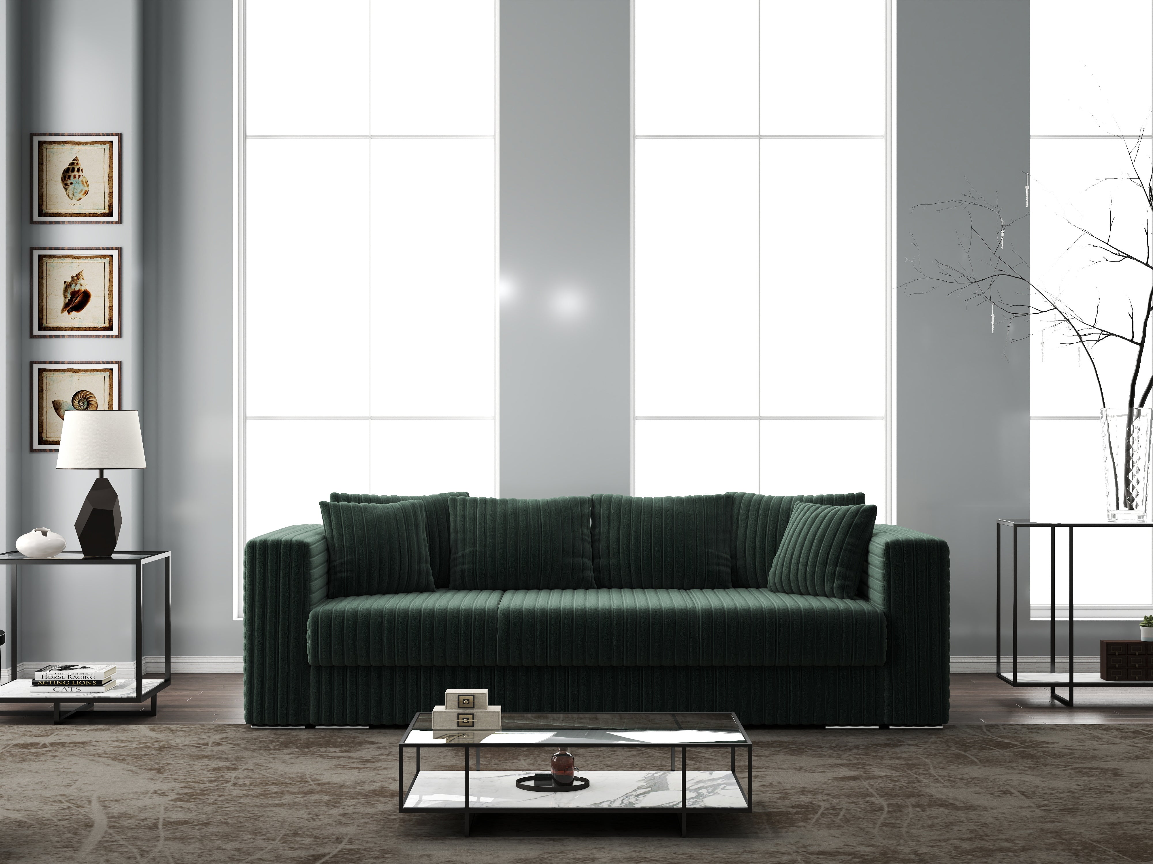 Canapea extensibilă dumonde cu ladă de depozitare si sezut confortabil din spuma HR, Gloria Ambience Verde 240x100 cm Fabrica