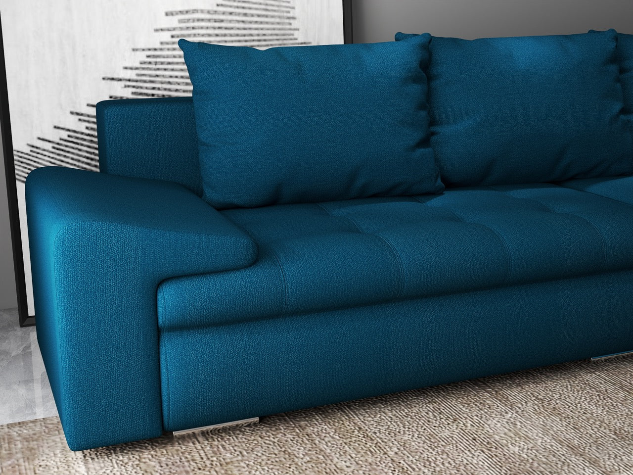 Colțar extensibil dumonde cu ladă de depozitare si sezut confortabil din spuma HR, Leonardo Enjoy Petrol 260x185 cm II Fabrica