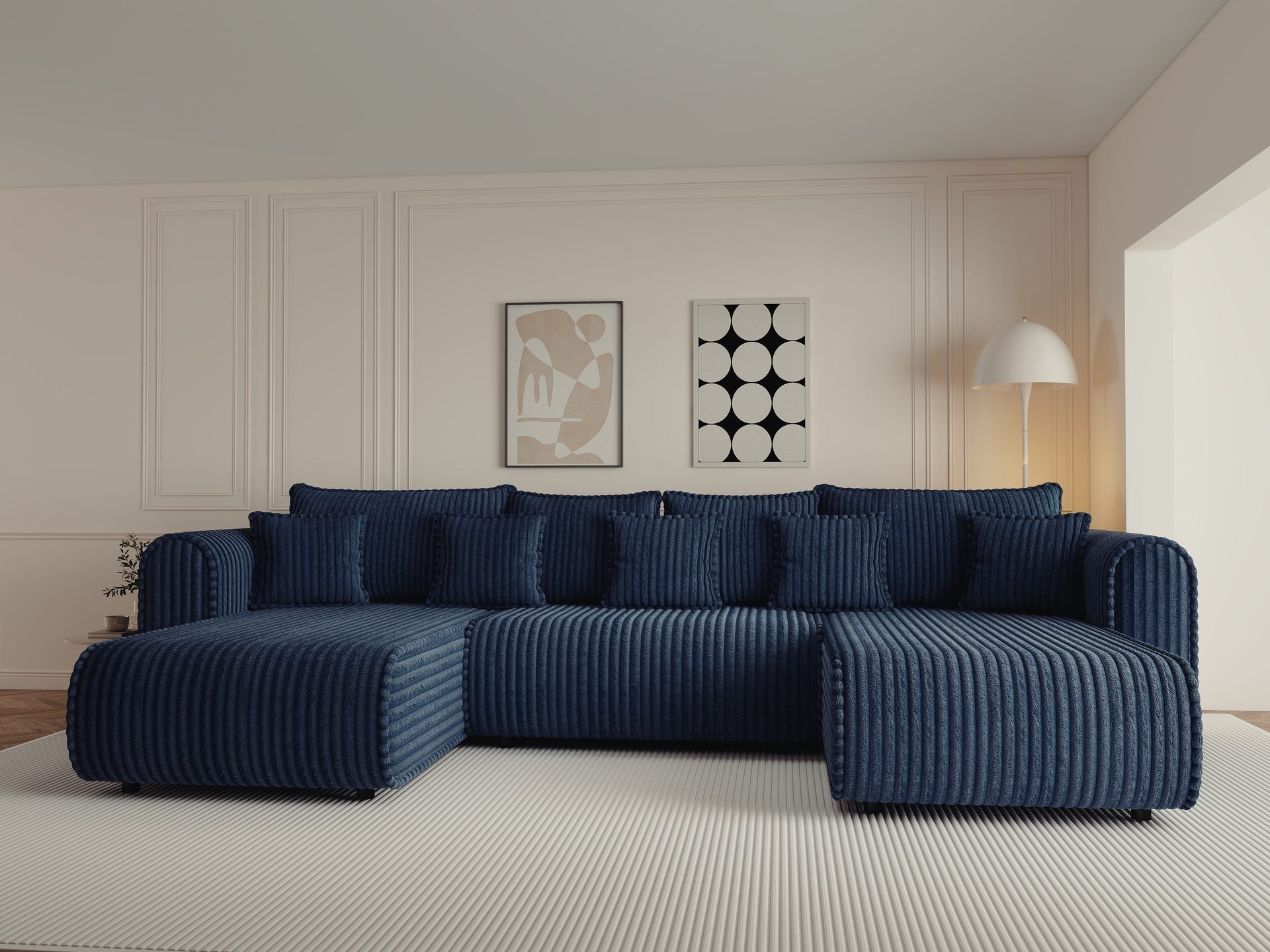 Colțar extensibil dumonde în formă de U cu ladă de depozitare si sezut confortabil din spuma high-density, Monaco U Tili