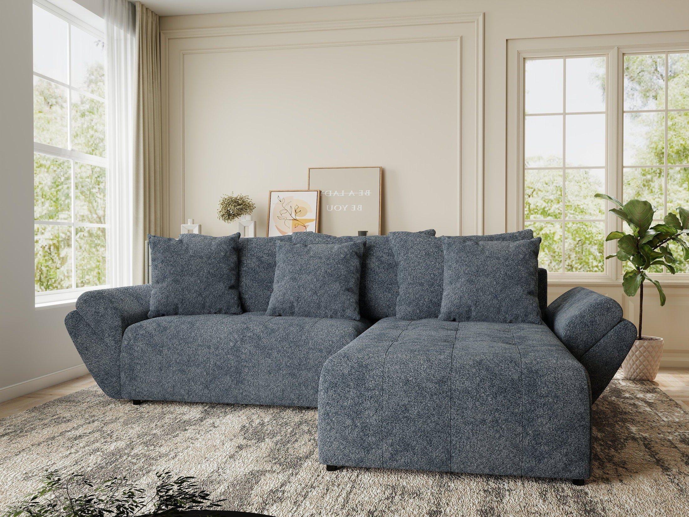 Colțar extensibil dumonde cu ladă de depozitare si sezut confortabil din spuma HR, Berlin Euphoria Gri Grafit 280x185 cm II