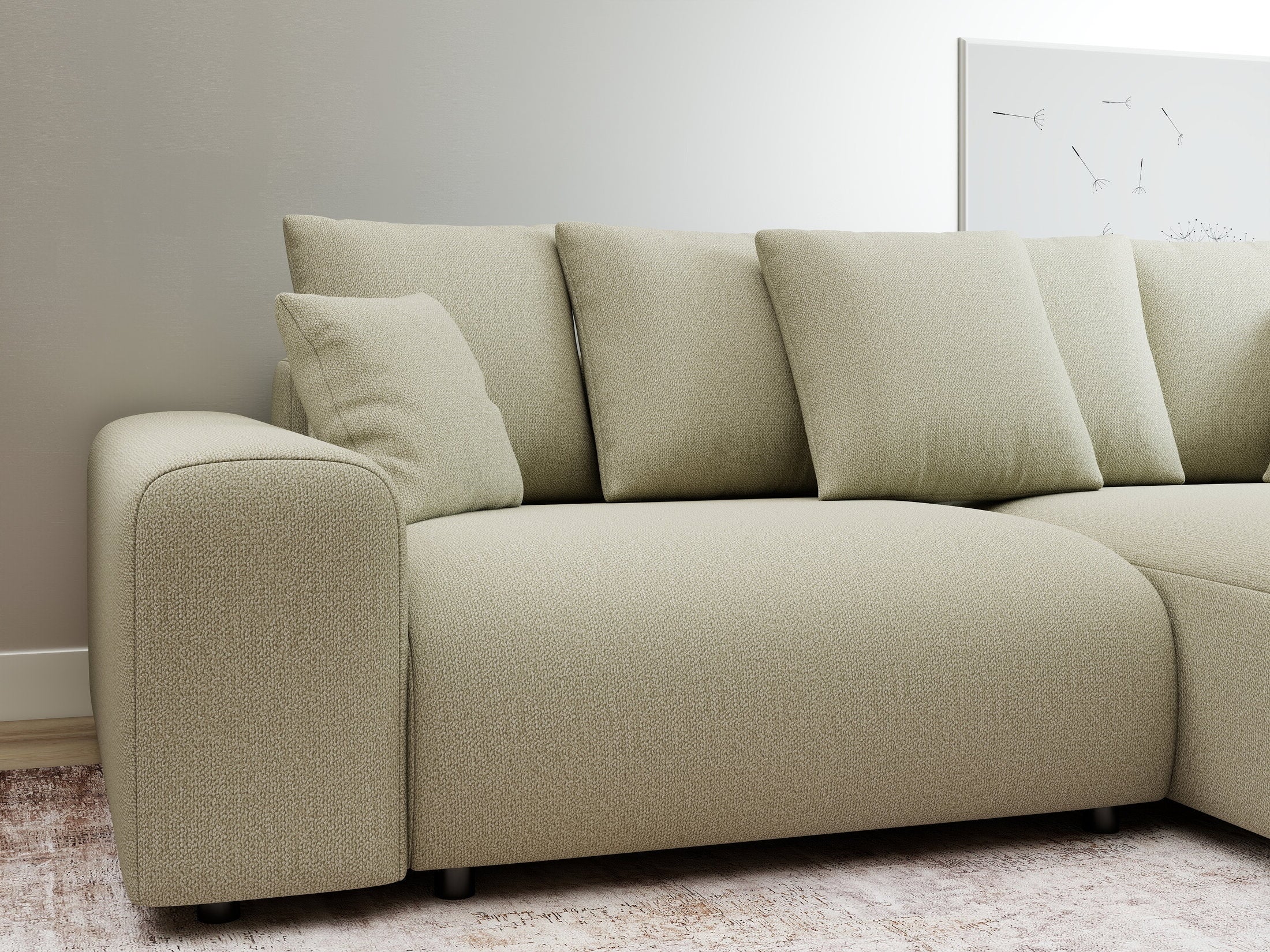 Colțar extensibil dumonde cu ladă de depozitare și șezut confortabil din spumă HR, Luma Enjoy Bej 255x168 cm II