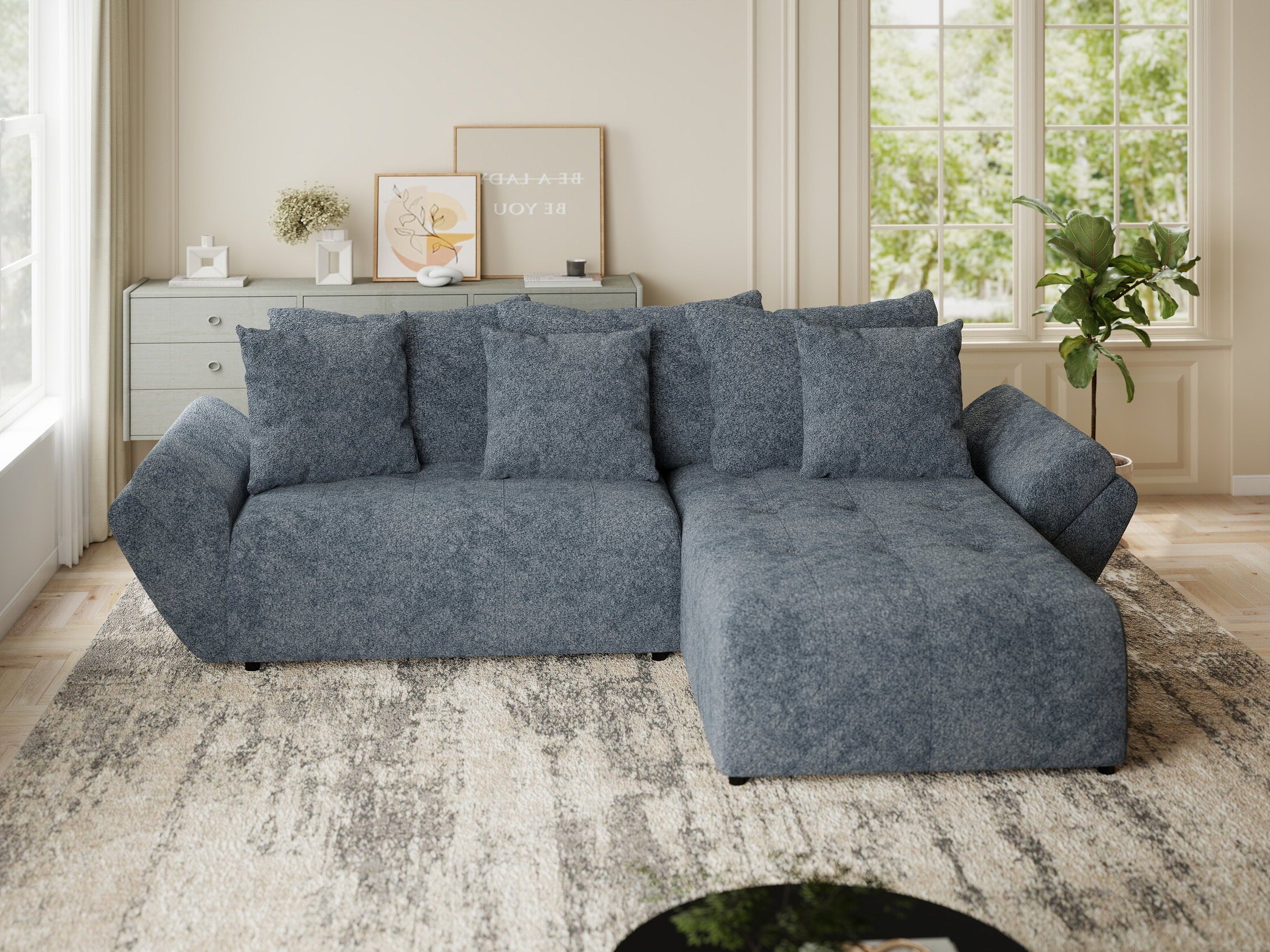 Colțar extensibil dumonde cu ladă de depozitare si sezut confortabil din spuma HR, Berlin Euphoria Gri Grafit 280x185 cm II