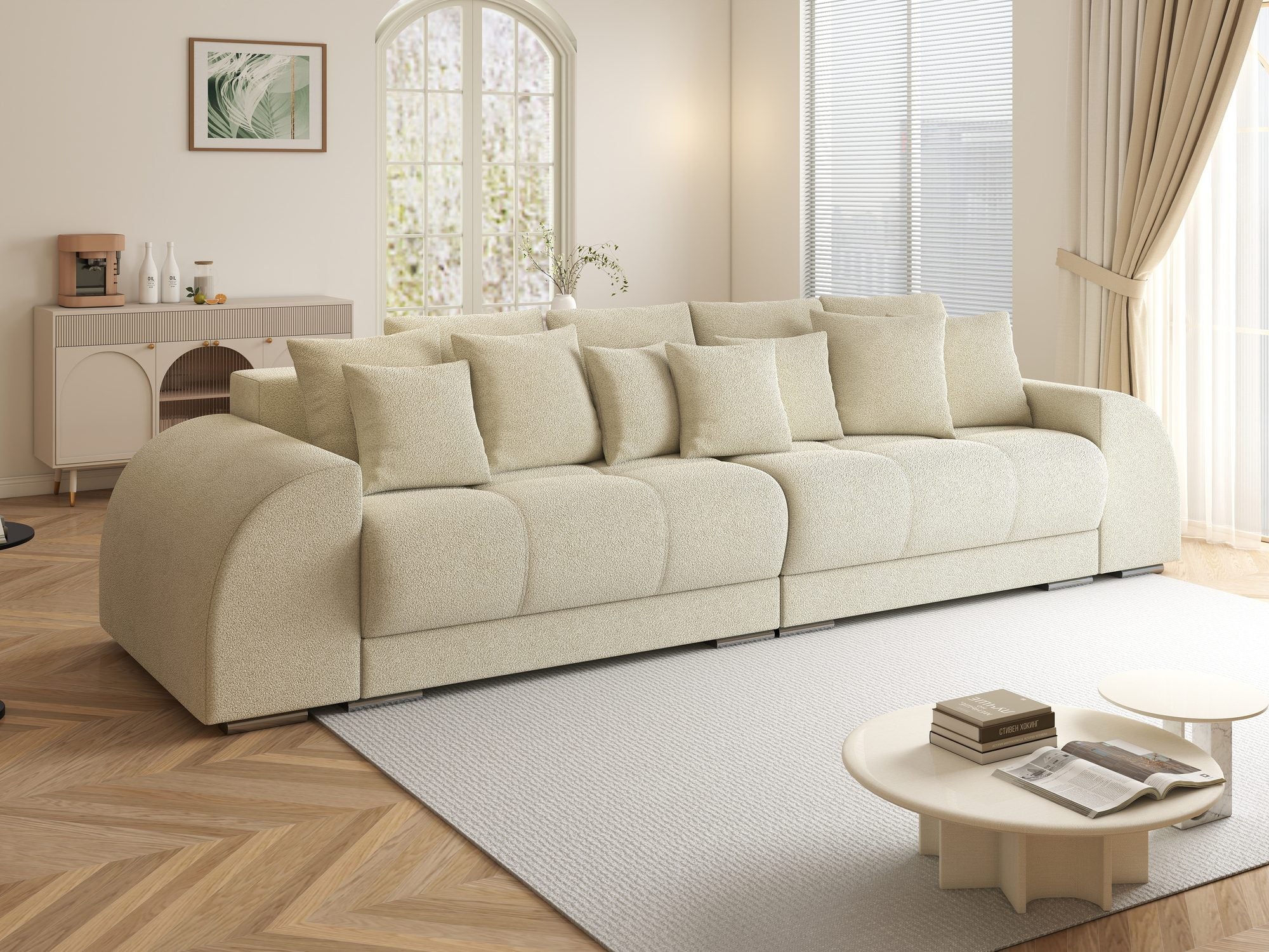 Canapea extensibilă dumonde cu 2 lăzi de depozitare si sezut confortabil din spuma high-density, Verona Quelle Bej 02 310x100 cm
