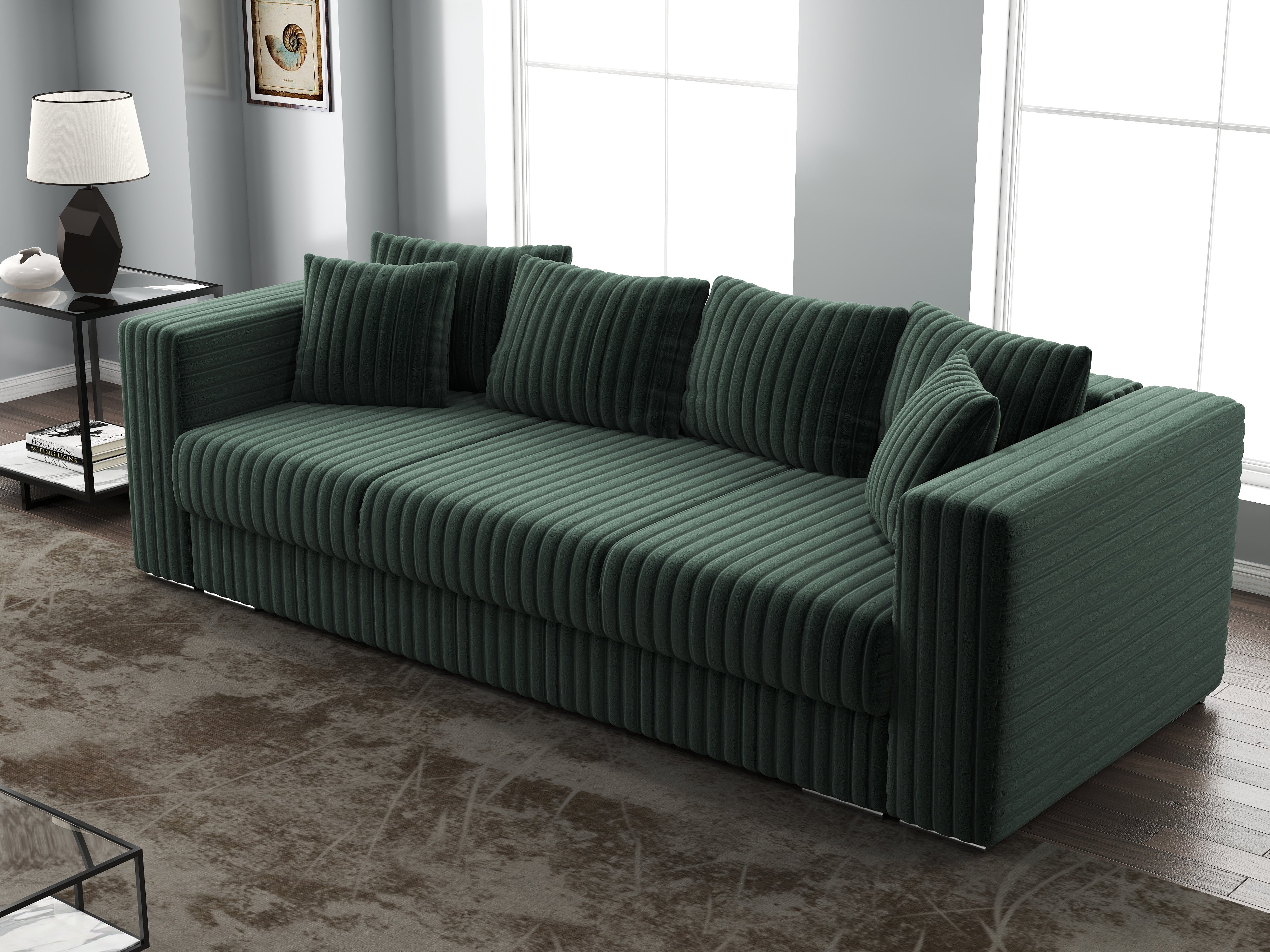 Canapea extensibilă dumonde cu ladă de depozitare si sezut confortabil din spuma HR, Gloria Ambience Verde 240x100 cm Fabrica