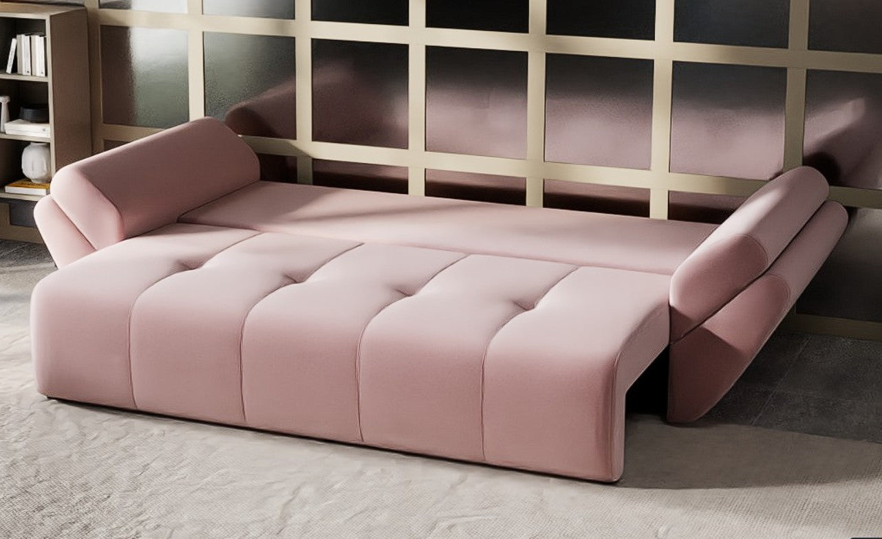 Canapea extensibilă dumonde cu ladă de depozitare si sezut confortabil din spuma HR, Berlin Royal Pink 250x100 cm Fabrica