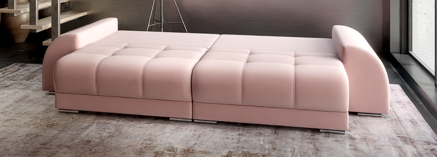 Canapea extensibilă dumonde cu 2 lăzi de depozitare si sezut confortabil din spuma HR, Verona Royal Pink 310x100 cm Fabrica