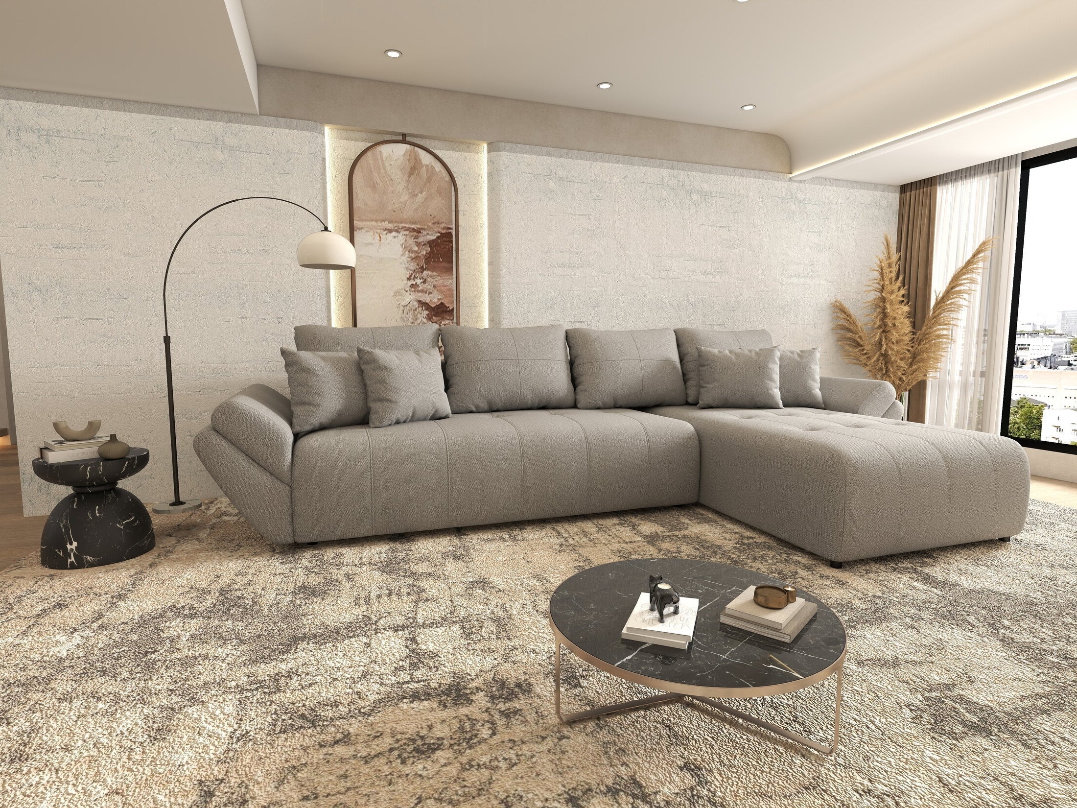 Colțar extensibil dumonde cu ladă de depozitare Berlin XL Enjoy Grey 350x185 cm II