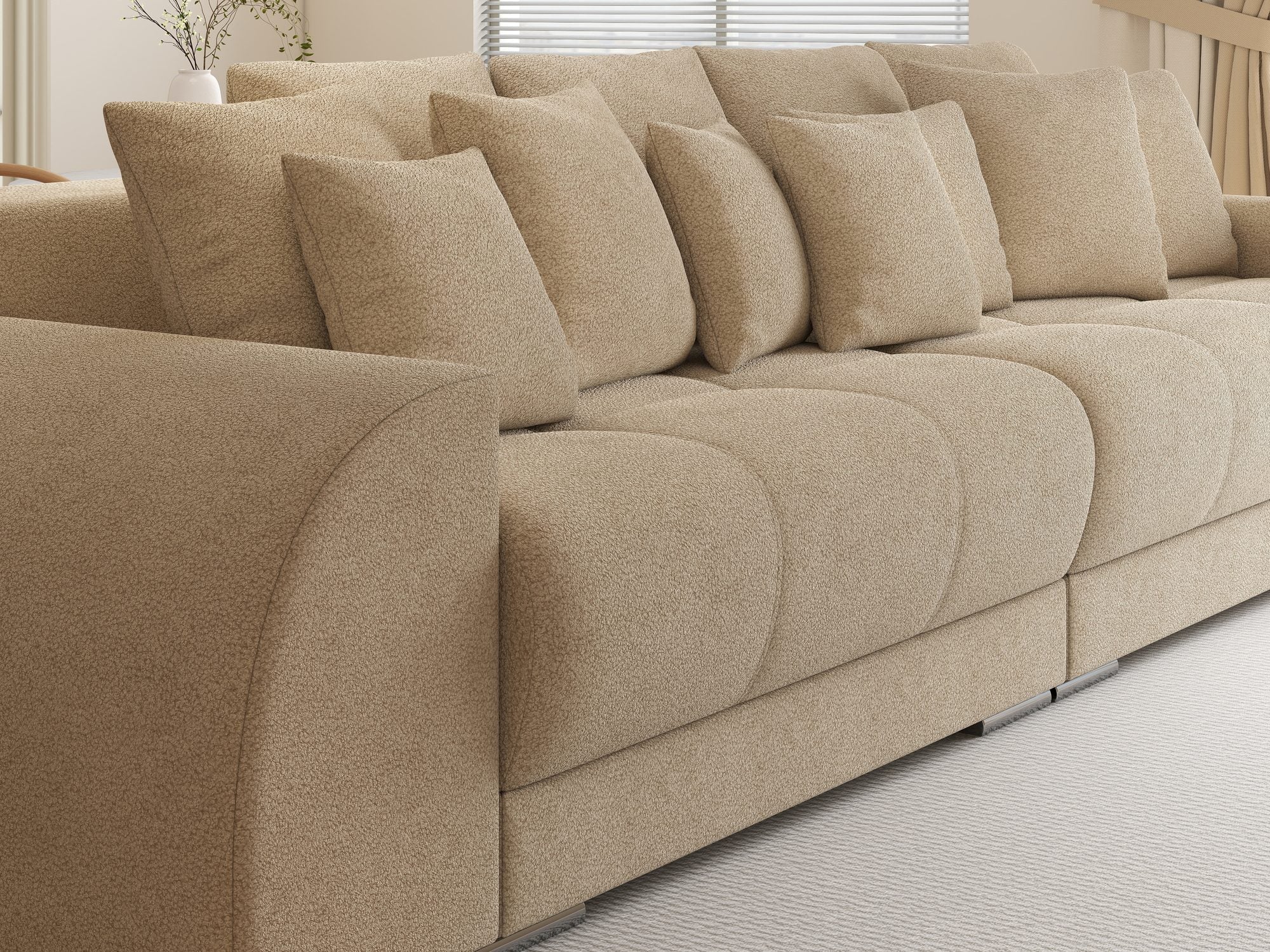 Canapea extensibilă dumonde cu 2 lăzi de depozitare si sezut confortabil din spuma high-density, Verona Quelle Bej 05 310x100 cm
