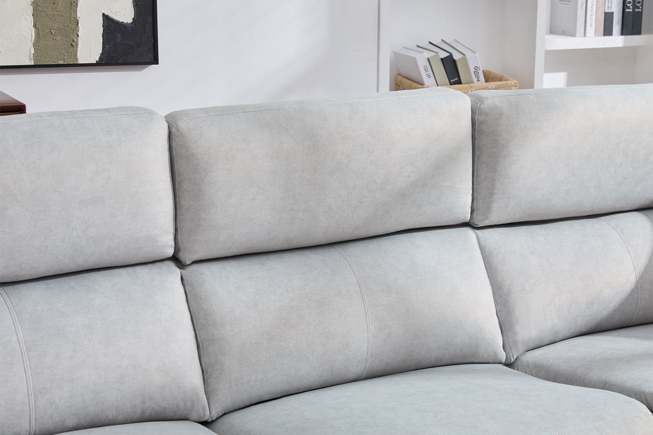 Coltar dumonde cu 2 reclinere electrice, tetiere reglabile, incarcare USB, Arvion 341x103cm