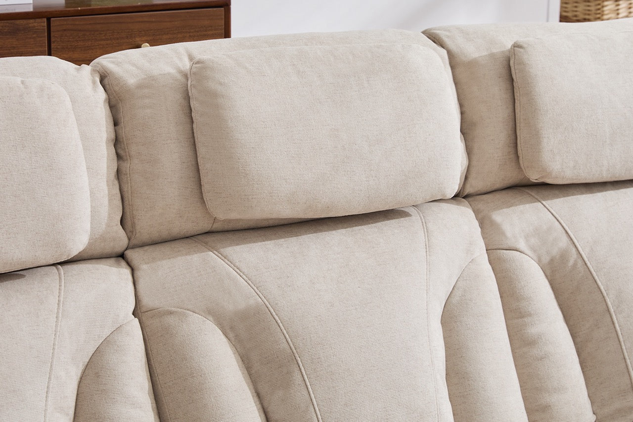 Canapea 3 locuri cu 2 reclinere electrice, masuta, USB-C, suport pahare, lumini de citire, lumini LED, Torven 216x96cm