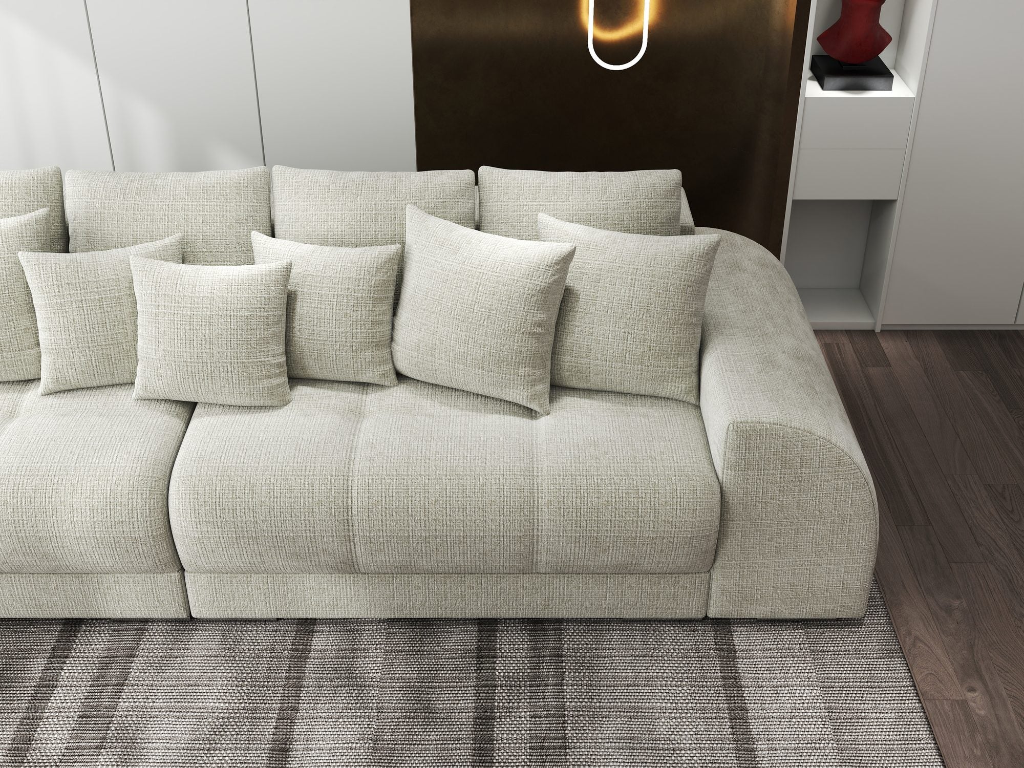 Canapea extensibilă dumonde cu 2 lăzi de depozitare si sezut confortabil din spuma high-density, Verona Cremona Bej 04 310x100 cm