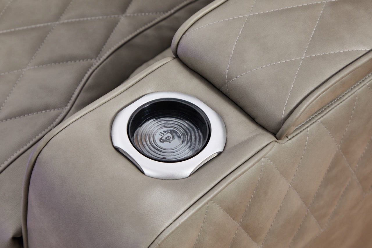 Set canapele dumonde 3+2+1, reclinere electrice, incarcare wireless, USB-C, suport pahare incalzite, lumini LED Selvar